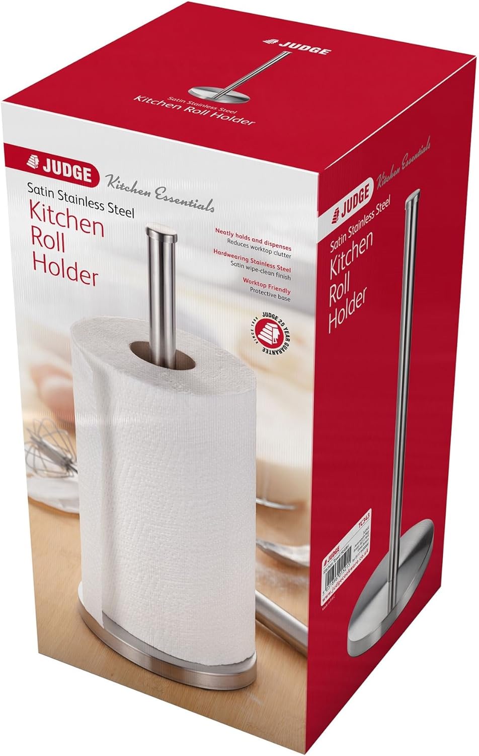 Judge TC343 Kitchen Towel Holder Satin Finish Stainless Steel, Easy Clean - 25 Year Guarantee