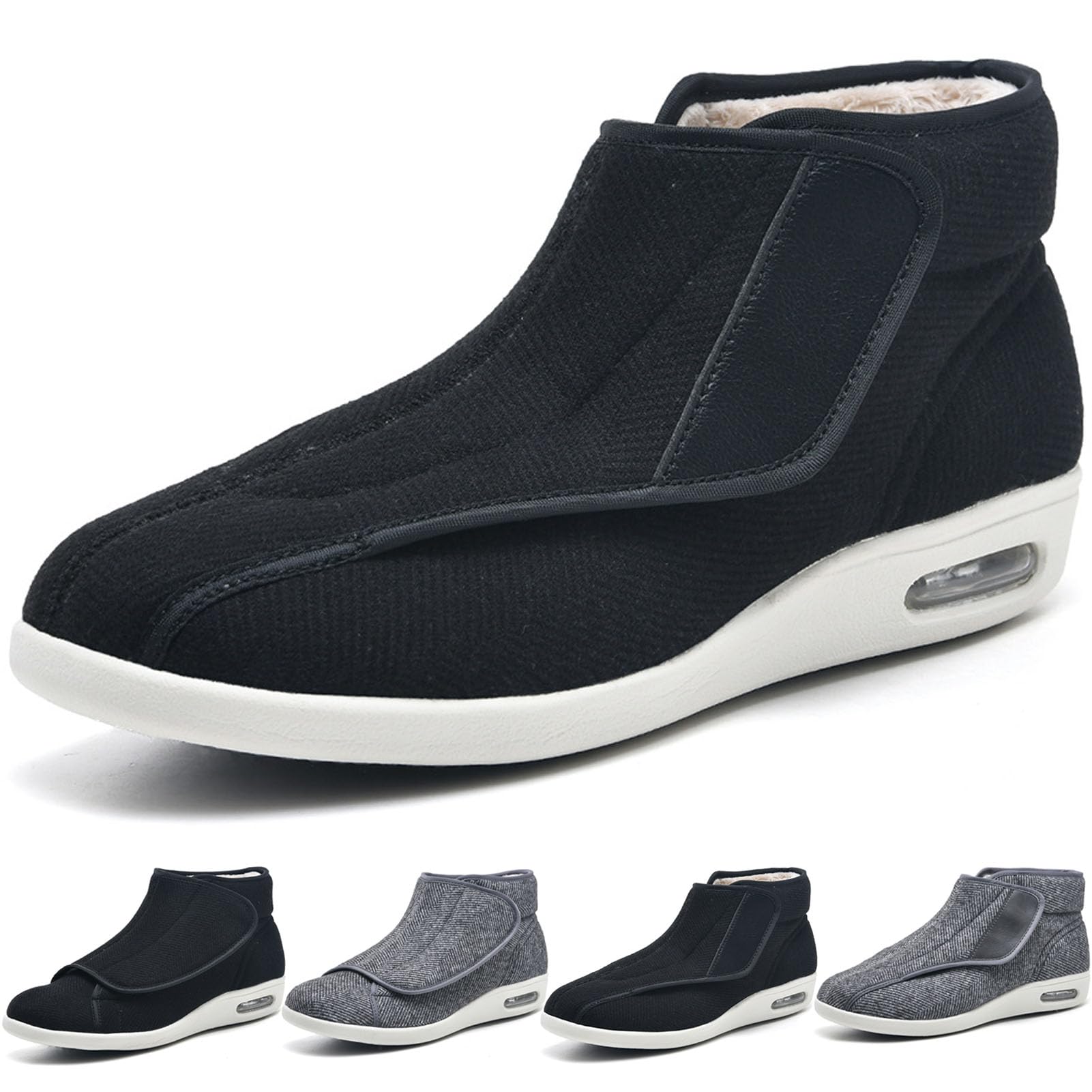 Scarpe Diabetiche per Uomo Donna Scarpe Extra-Large Caldo Inverno Piedi Gonfi Scarpe da Passeggio Regolabili per Edema Piedi Gonfi Leggere Anziani Black B EU 44.5(29cm/11.4in)
