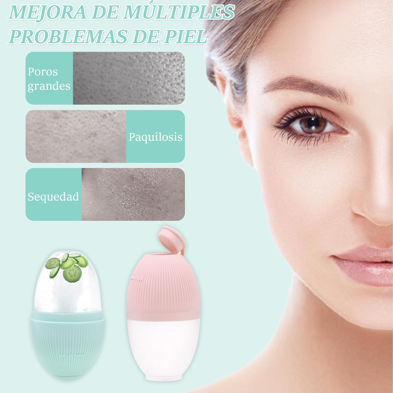 2 Piezas Ice Roller Facial Hielo para la Cara|Reusable Silicone Rodillo de Hielo Facial|Hielo Facial para Hielo Cara, Reafirmar la Piel, Ojeras y Bolsas Faciales (A)