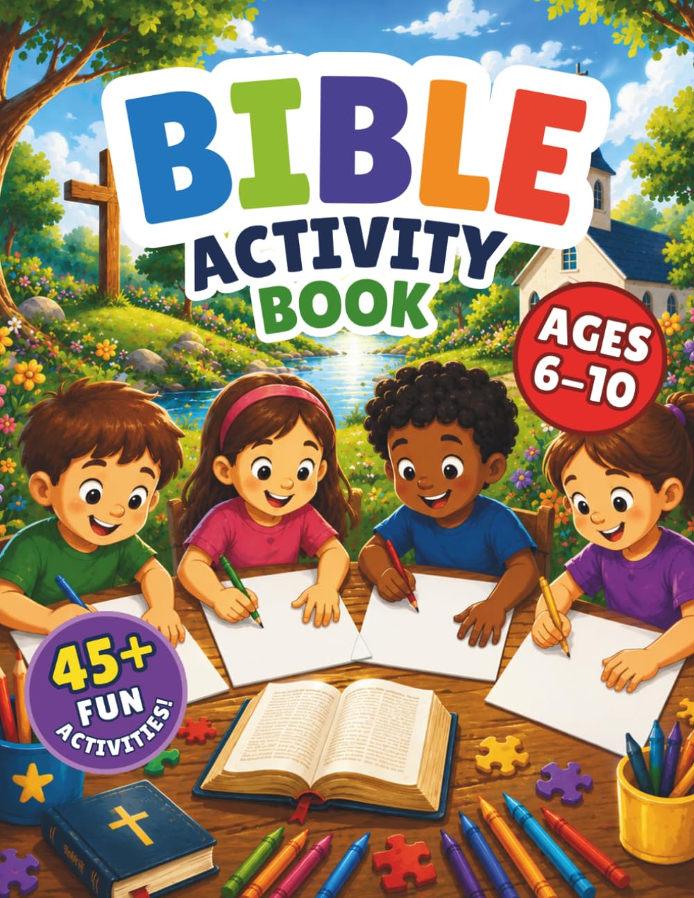 Bible Activity Book for Kids Ages 6–10: Fun & Faith-Based Word Search, Mazes, Bible Games, and Learning Activities