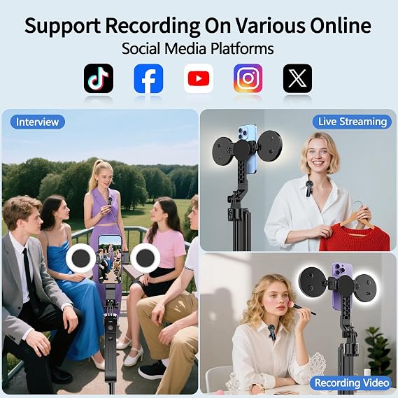yAyusi Magnetic Vlogging Kit for iPhone/Android, 71 Auto Face Tracking Tripod for iPhone with Light, Magnetic Microphone/Remote Control, Content Creator Essentials Starter Kit for TikTok and YouTube