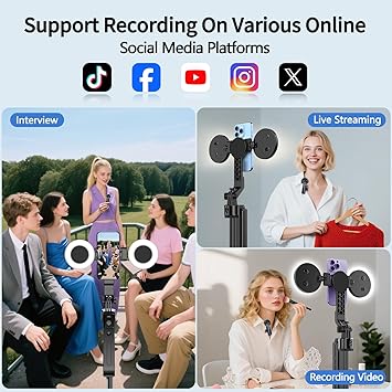 yAyusi Magnetic Vlogging Kit for iPhone/Android, 71 Auto Face Tracking Tripod for iPhone with Light, Magnetic Microphone/Remote Control, Content Creator Essentials Starter Kit for TikTok and YouTube