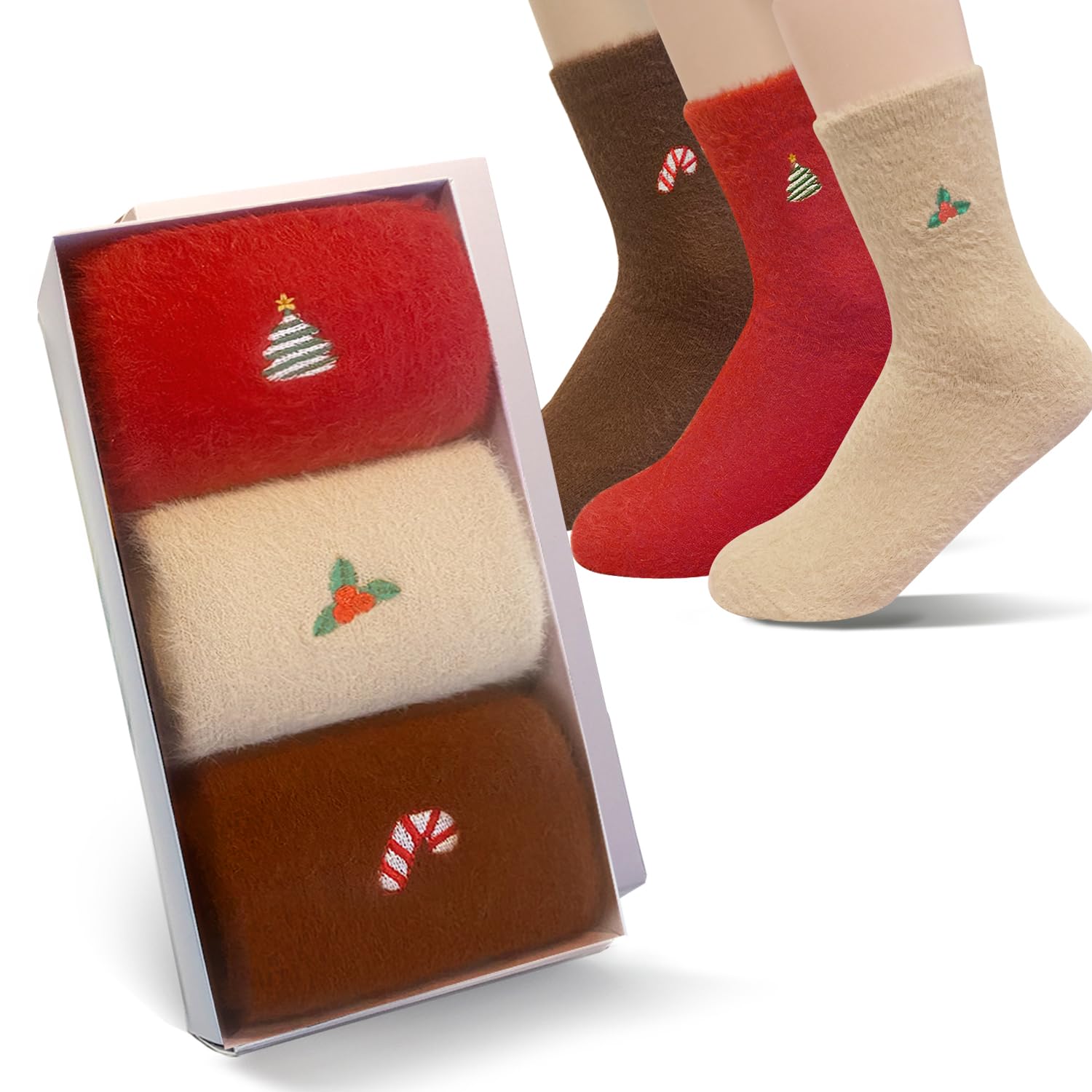 Jinny's Shoppe Women's Novelty Cute Funny Cotton Funny Warm Winter Holiday Christmas Socks Gift Set for Women Teen Girls, Multicolor, One size