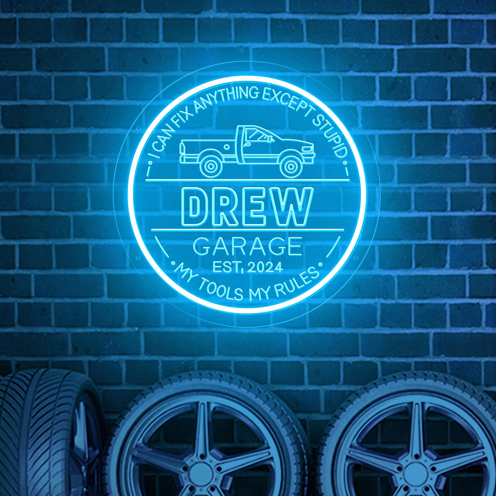 Custom Garage Neon Sign for Wall Decor, Personalized LED Neon Lights Garage Car Signs for Men Dad Gifts, Customized Garage Light Up Signs for Workshop