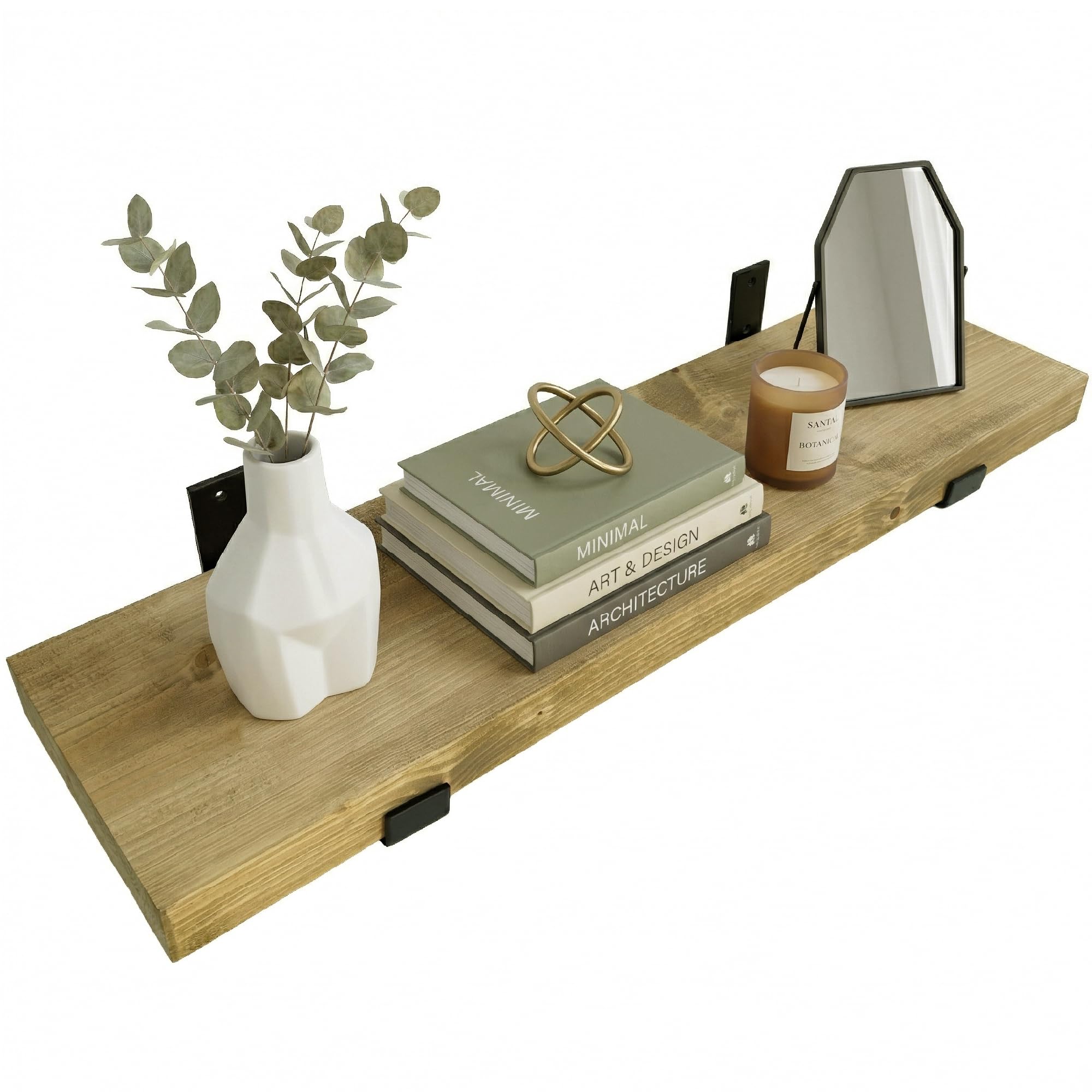 Top Notch Home & Living Handcrafted Rustic Wooden Wall Shelf, Incl 2 Up Brackets, Wood Shelves Made in the UK from Solid Timber, Heavy Duty for Kitchen, Bathroom & Living Room — image 1