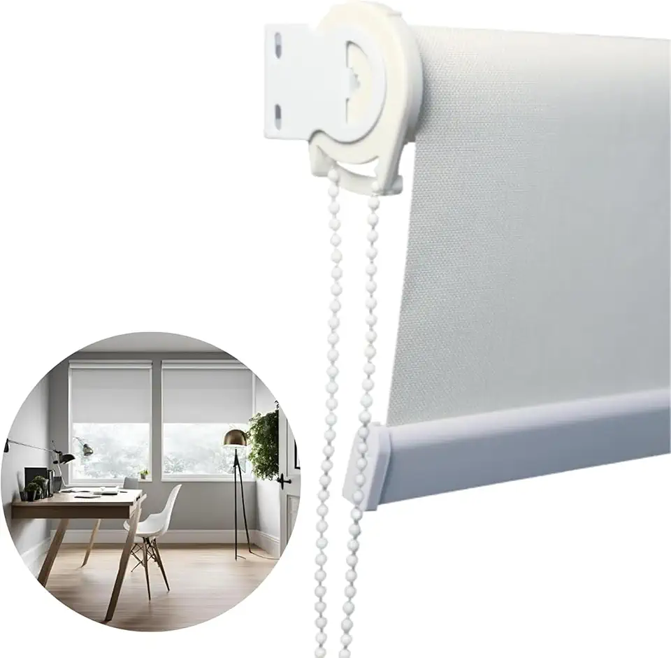 Atlas - Persiana Rolo de Tela Solar de Trama Intermediária de 3%, Tamanho de 80x260cm, Cor Off White