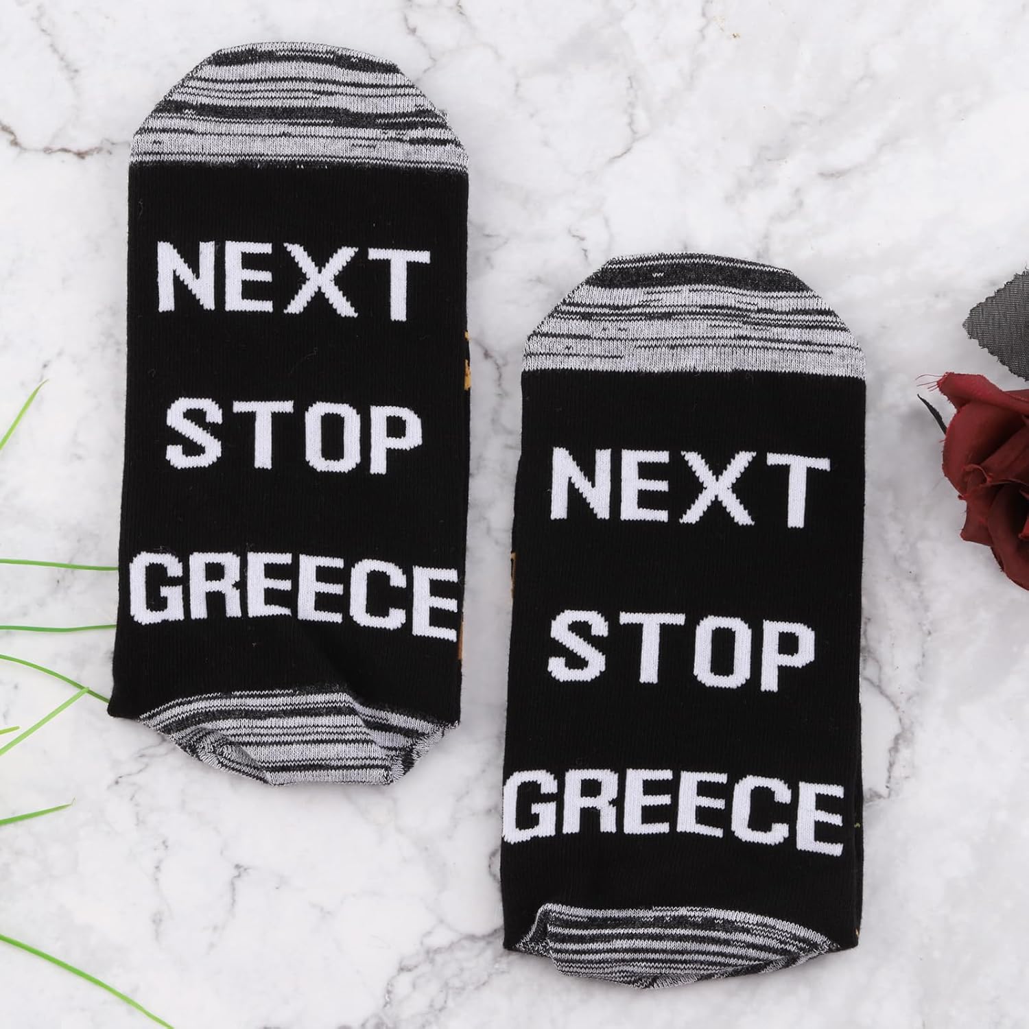 JXGZSO Greece Symbols Souvenir Socks Next Stop Greece Socks Greece Trip Gift Greece Travel Lover Gift Greece Vacation Gift - Image 3