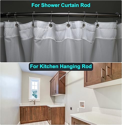 Miniatura 5 de uxcell Soporte de barra de acero inoxidable de 1 pulgada de diámetro para cortina de armario de baño, juego de 8, color negro