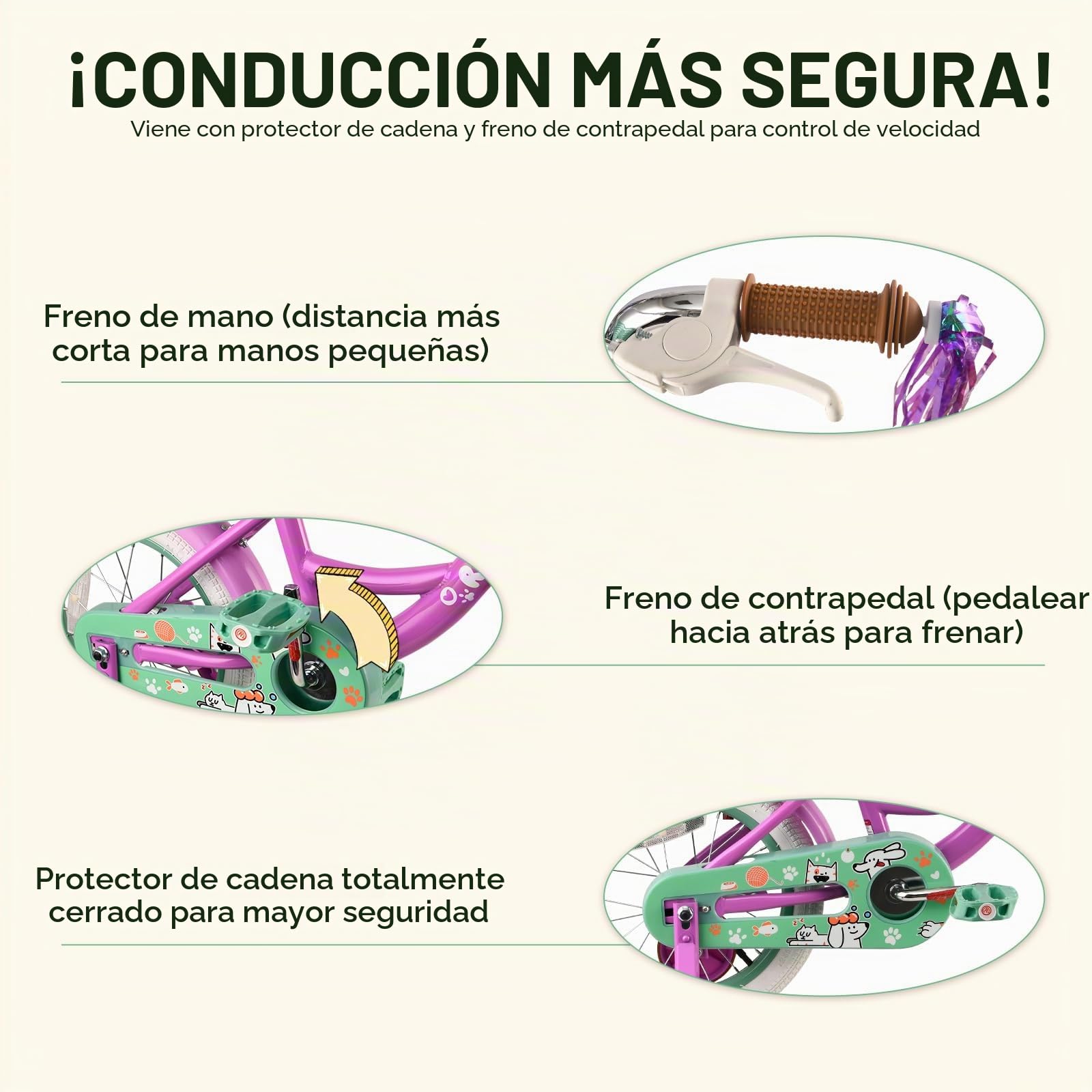 RULLY Bicicleta Infantil 12-16 Pulgadas con Ruedines, Cesta y Asiento para Muñeca Multicolor 2-6 años