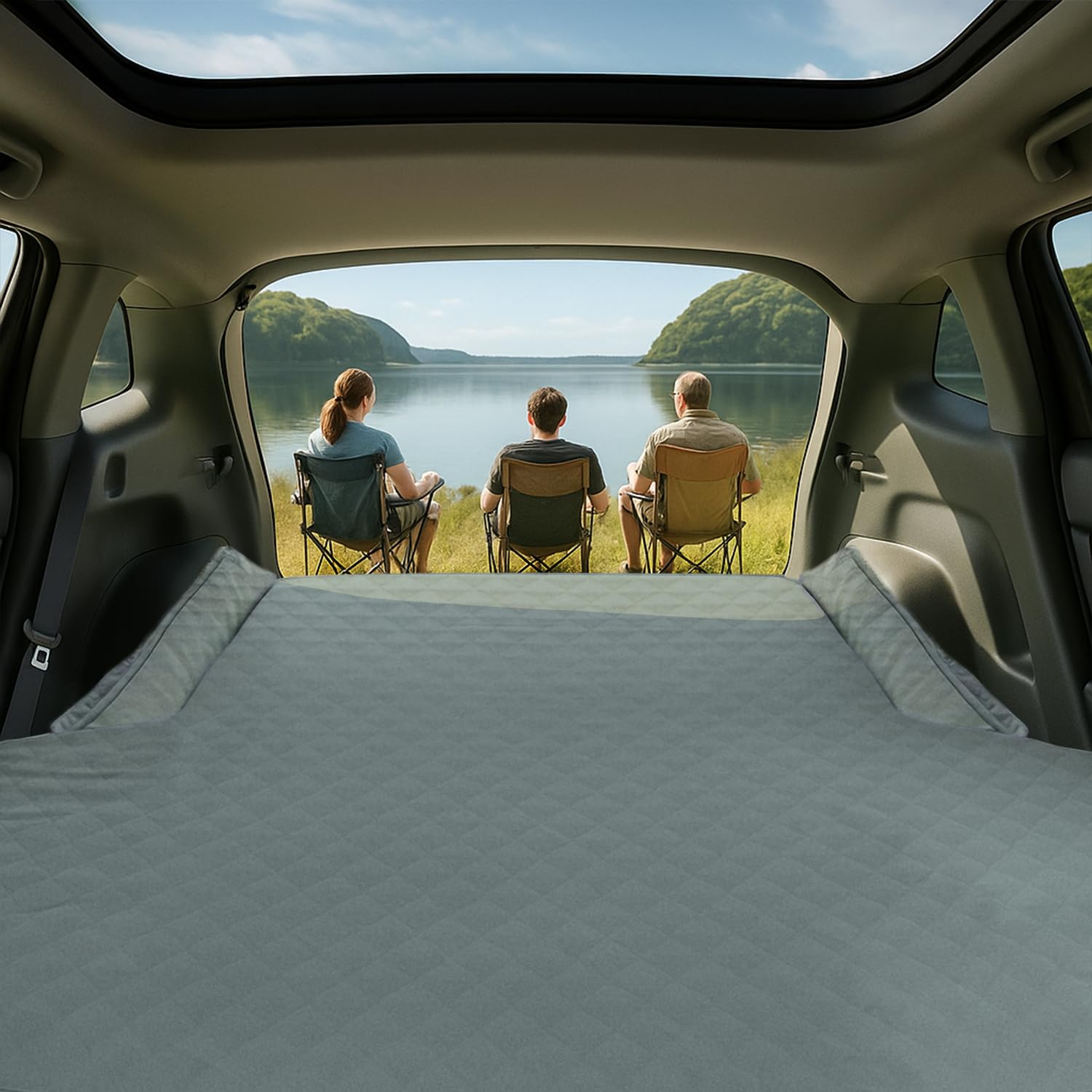 Colchón de Aire para Coche, Espuma HR – Colchón autoinflable Natural en 30 Segundos, cómodo y cómodo, Fuerte Apoyo sin hundimiento, colchón para Coche, Ideal para Camping