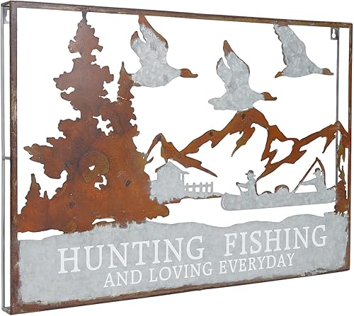 Miniatura 6 de NIKKY HOME Decoración de pared de metal rústico, decoración de cabaña de bosque con temática de animales o cabaña colgante de montaña para sala de