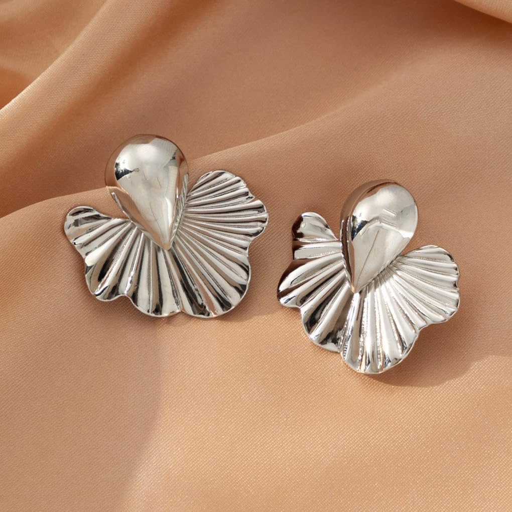 Gold Chunky Flower Dangle Earrings for Women,Dainty Big Floral Statement Earrings Vintage Boho Jewelry,Daily Wear Accessories Birthday Gifts - Image 7