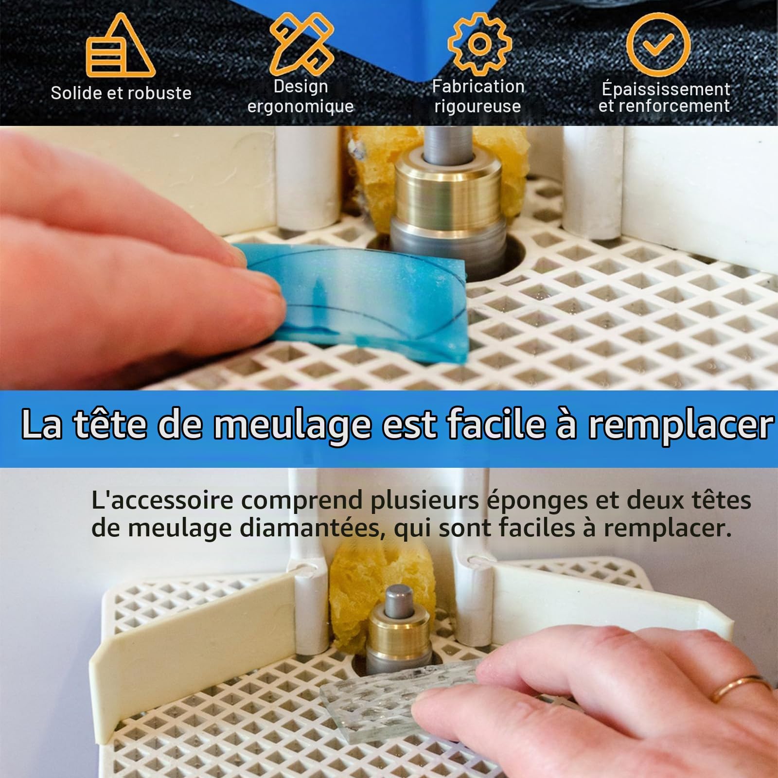 Moulin à Verre Portable 65 W, 4200 R/Min Machine pour Broyeur avec Moulures Conseil Pour Verre et Céramique Automatique De L'eau