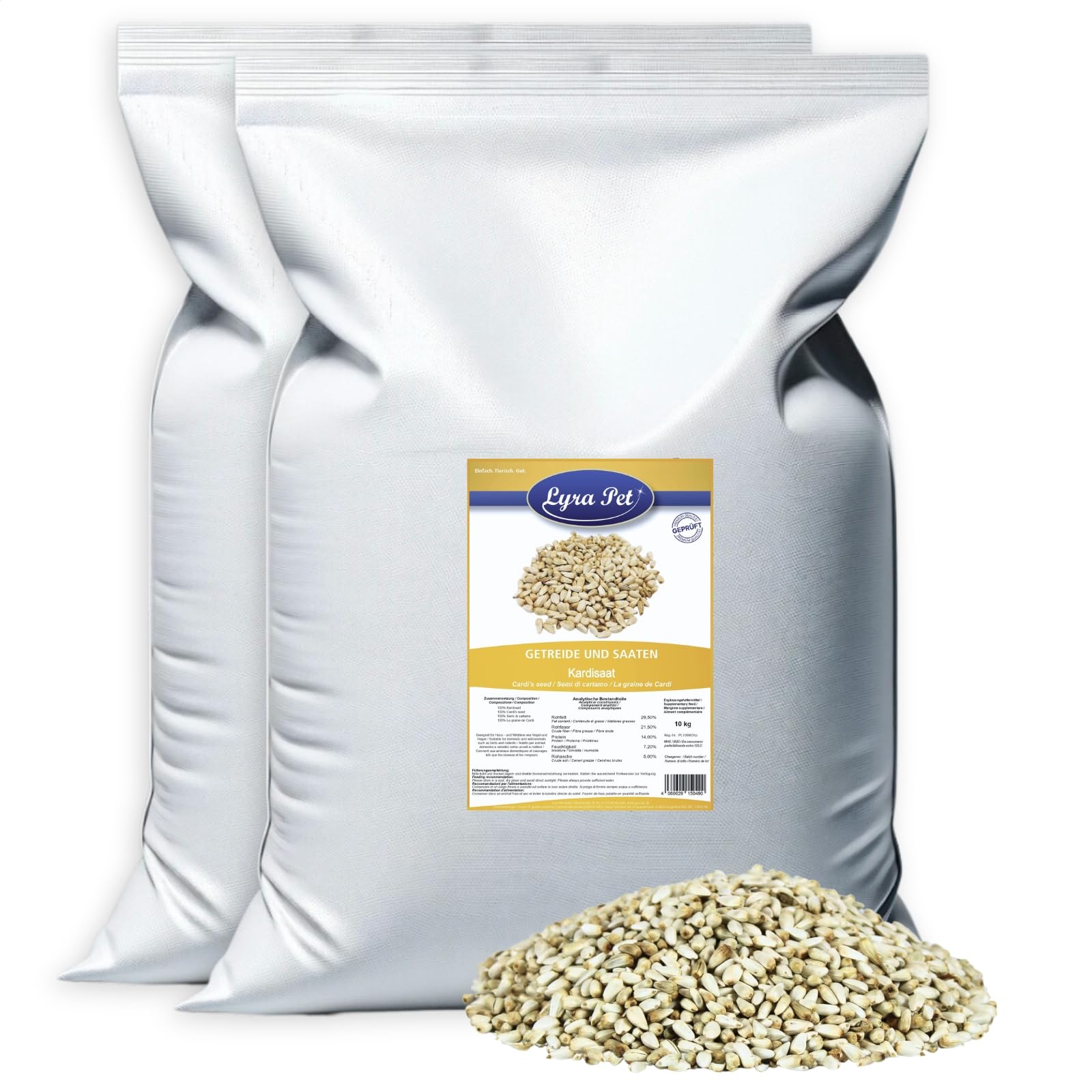 Lyra Pet® 20 kg graines de carthame, complément pour Oiseaux Sauvages | Riche en graisses & huiles | Aliment riche en glucides | Nutriments été & hiver | Complément pour mélanges