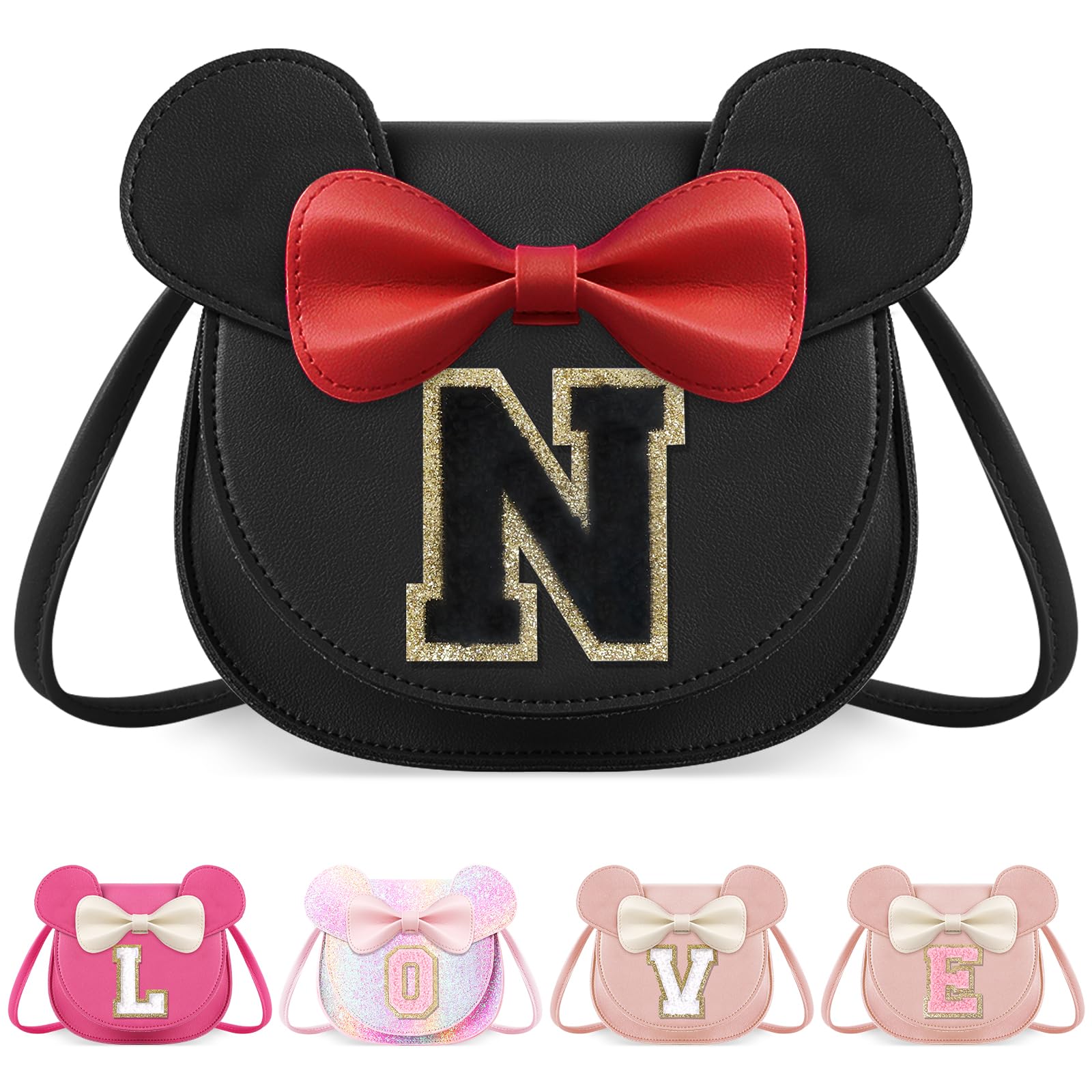 Little Girl Toddler Purse - Cute Mouse Ear Bow Crossbody Bag for 2-8 Year Olds - Birthday Gift