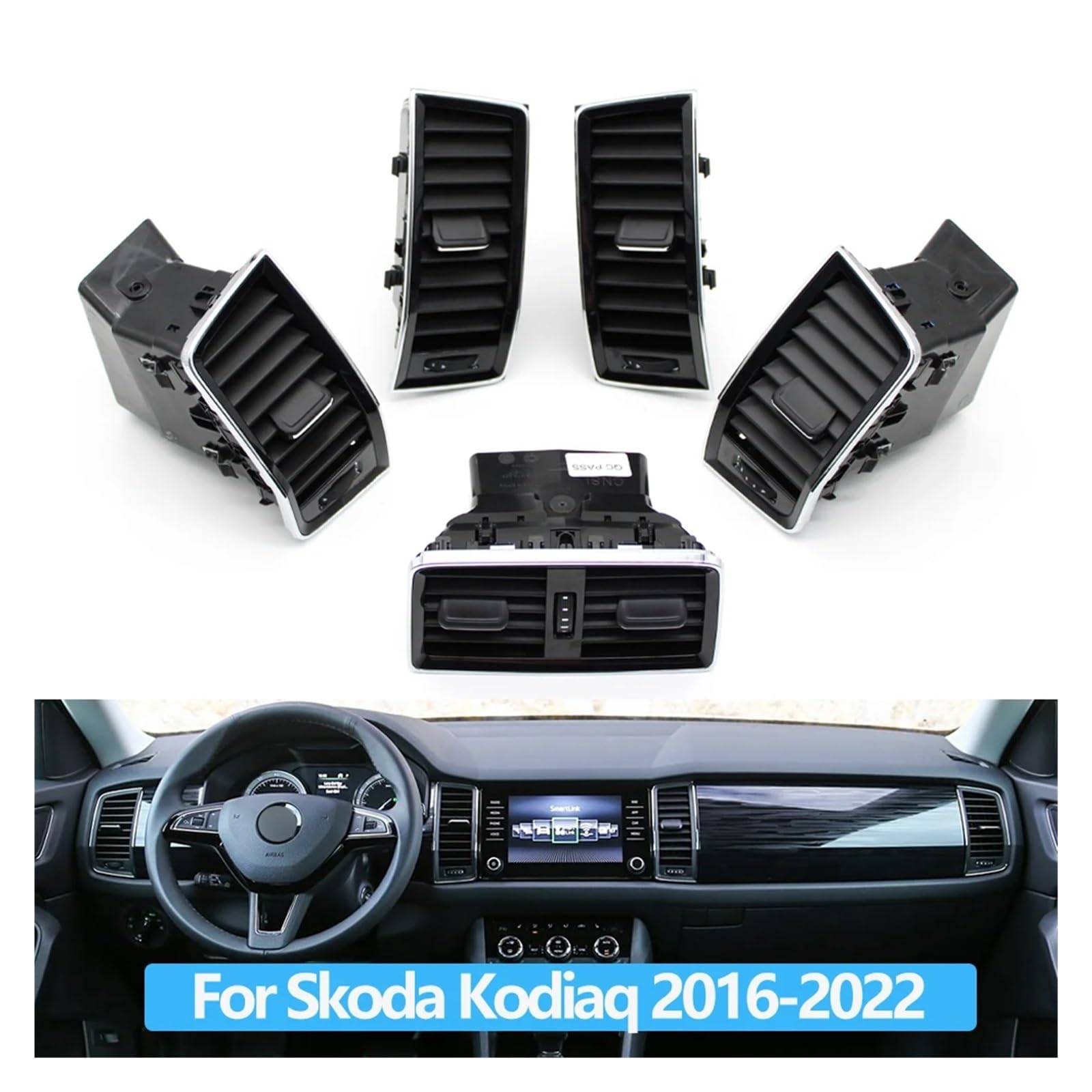 Przednia Tylna Deska Rozdzielcza Samochodu Klimatyzacja AC Kratka Wentylacyjna, Pasuje Do Skoda Kodiaq 2016-2022 56G819701 56G819702 osłona kratki wentylacyjnej samochodu(Rear)