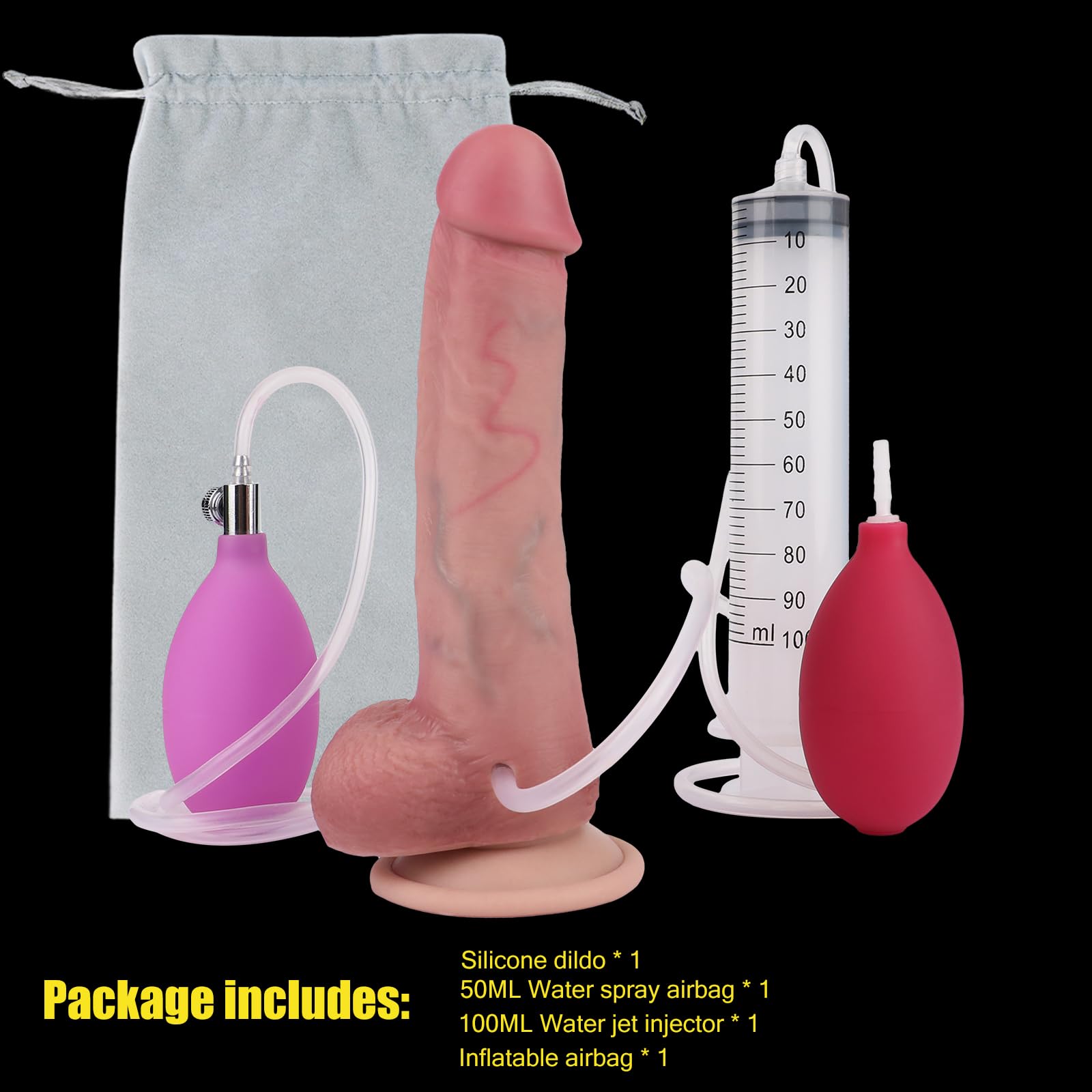 7.3" Long Inflatable Expanding Anal Plug Ejaculation Dildo, Adult Squirting Dildo with Strong Suction Cup,Silicone Jetting Butt Plug Prostate Massaging G-Spot Sex Toy for Beginners