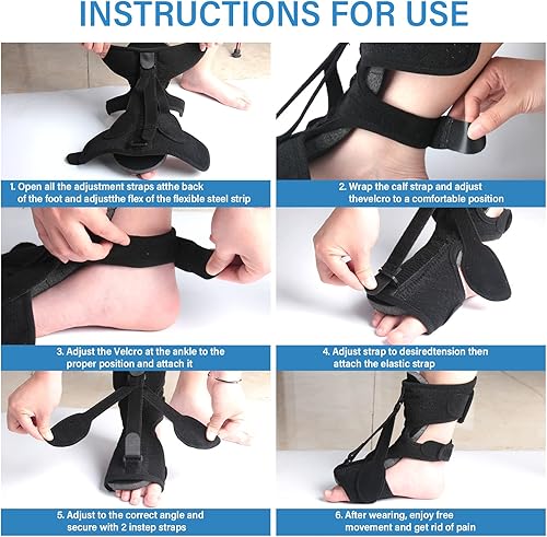 Miniatura 2 de Férula nocturna para fascitis plantar para dolor de talón, tendinitis de Aquiles negra, férula nocturna dorsal, férula ortopédica para pies, férula