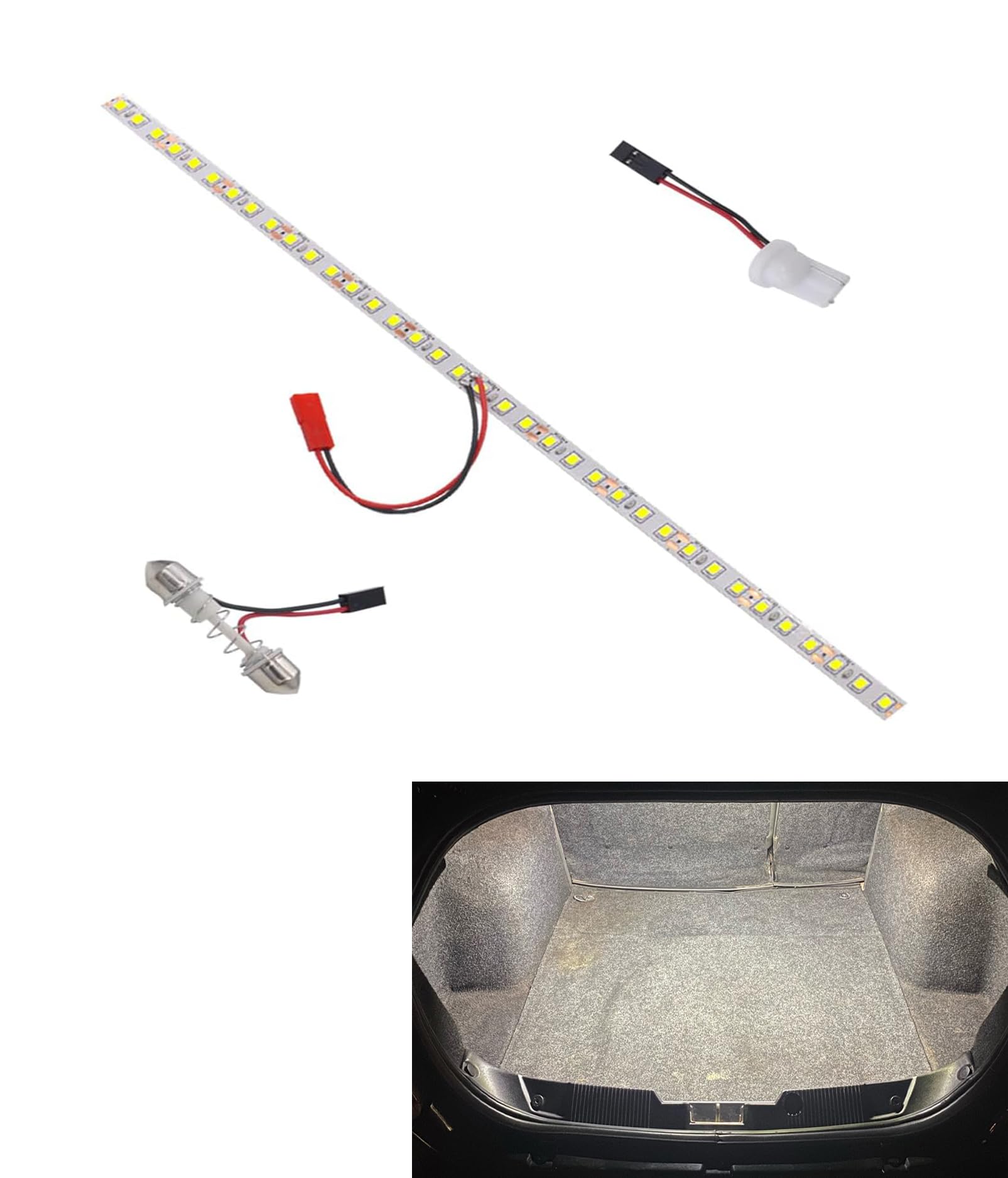BMT xms LED Strip Light for Car Interior - 20" 2835 SMD - LED Truck Light Super Bright White Universal fit for Car Trunk Cargo Area