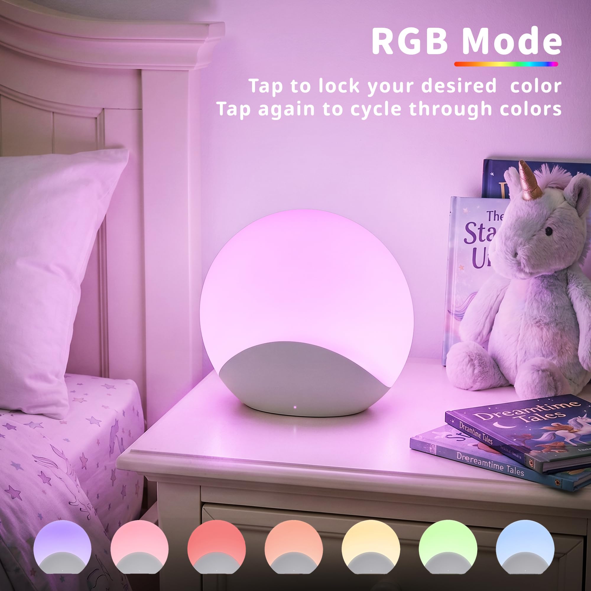 Lámpara de noche con cambio de color, atenuación y temporizador continuos, luz brillante suave recargable para guardería, niños, adultos, mesita de noche, alimentación, modo de sueño, iluminación