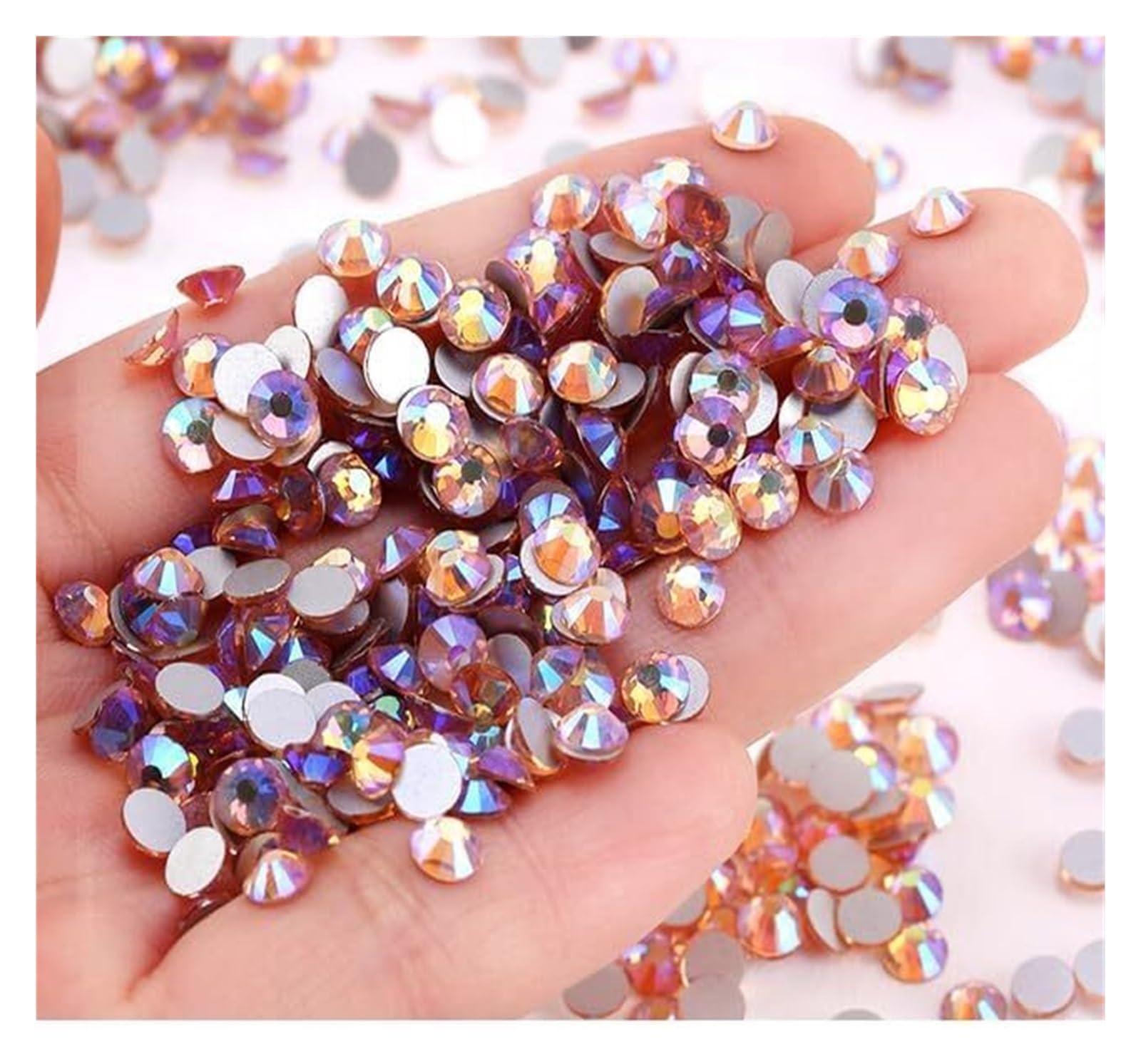 di un diamante di cristallo, Gemme for unghie con strass Crystal AB Flatback Multicolor SS4-SS30(Champagne AB,SS8-1440pcs)