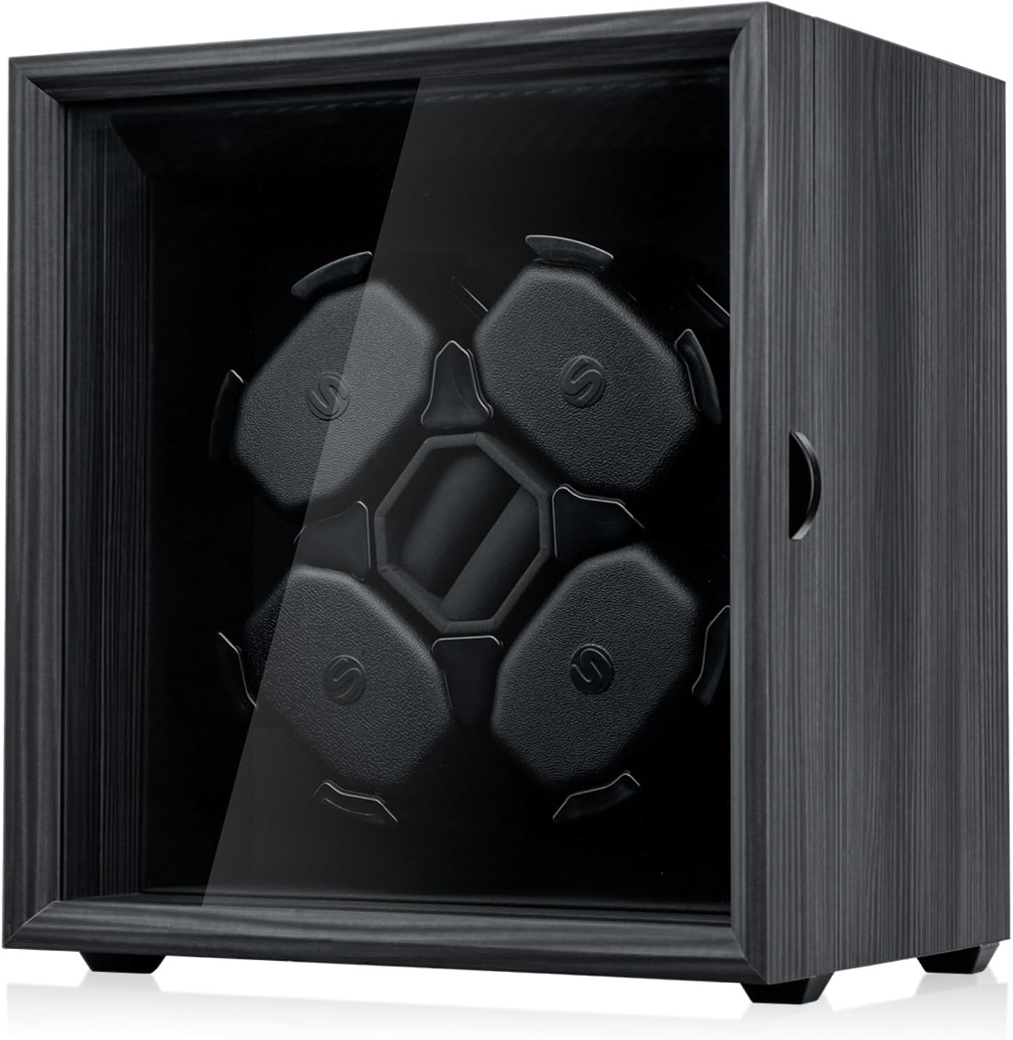 Mcbazel 4 Watch Winder for Automatic Watches, Automatic Watch Winder Box with Super Quiet Motor, 2 Rotation Mode & Ring Holder, Ideal Gift for Men, Father, Women [Black]