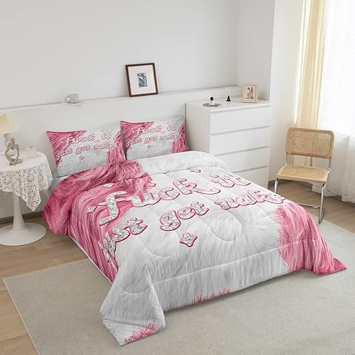 Miniatura 2 de Feelyou Get Naked - Juego de ropa de cama para niños, juego de edredón de piel de vaca para niños, color rosa vaca, decoración con purpurina, juego