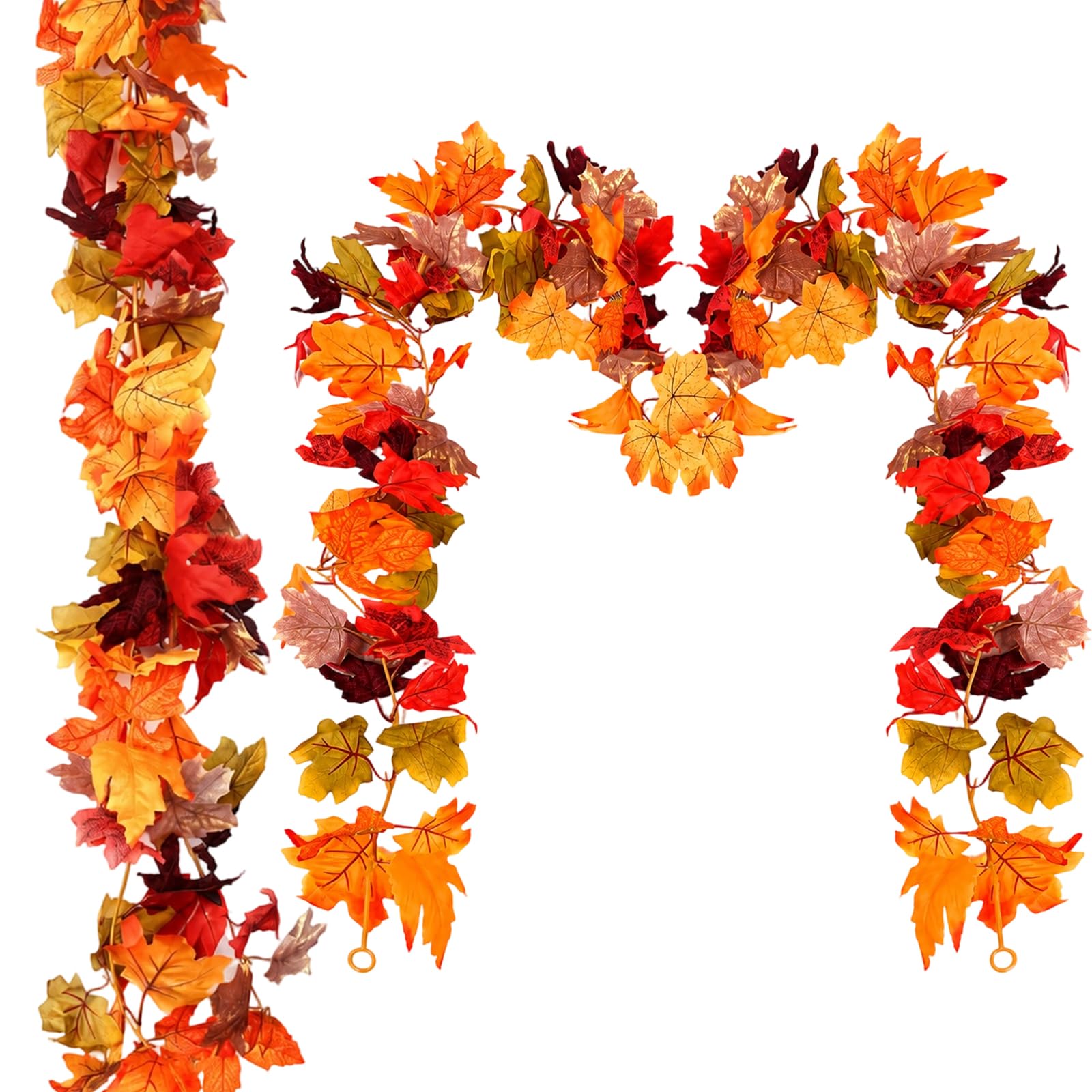 2 Pack Autumn Garland, Fake Fall Leaves Autumn Decorations 69in/175cm