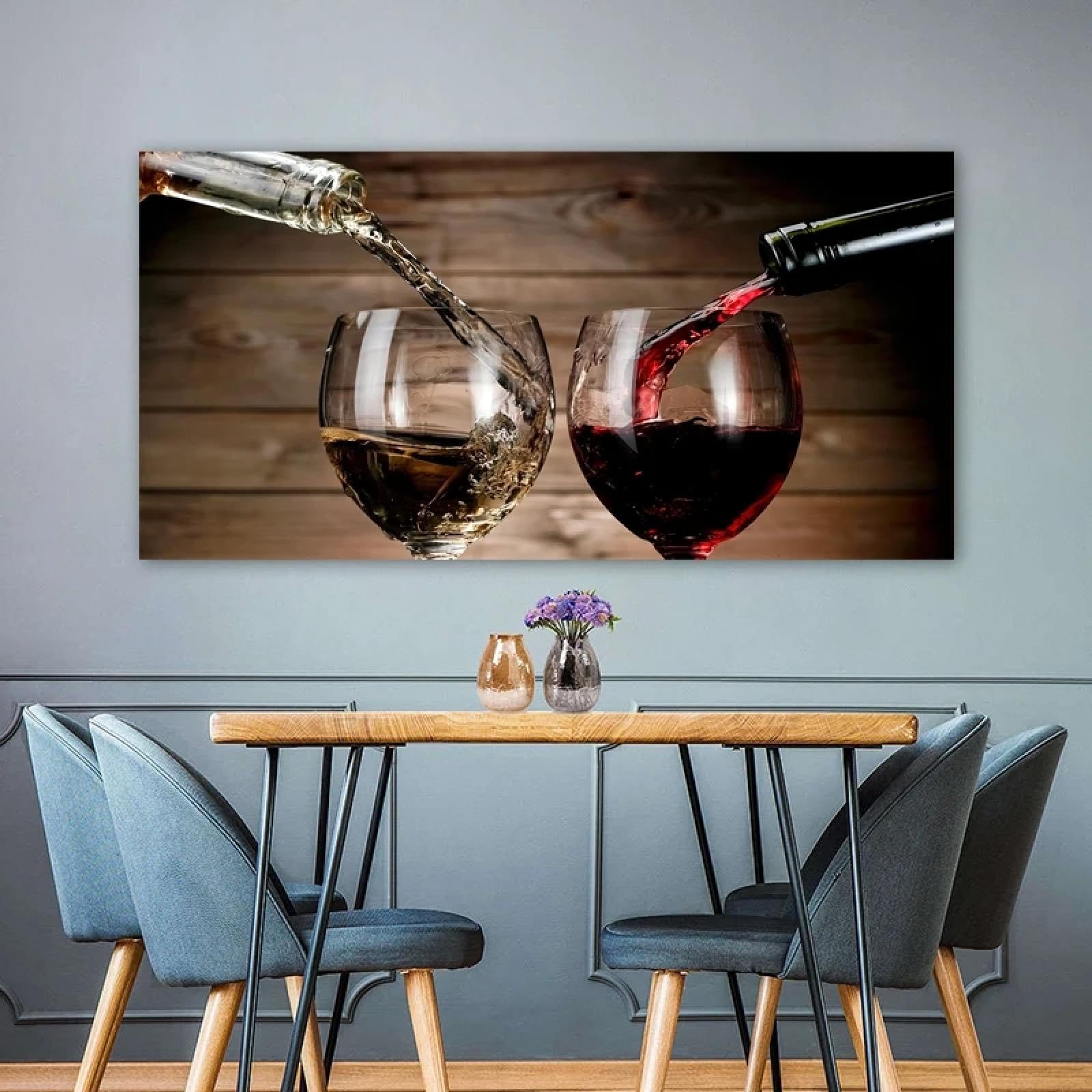 Vin rouge toile murale abstraite grand format 80x160 cm - 7