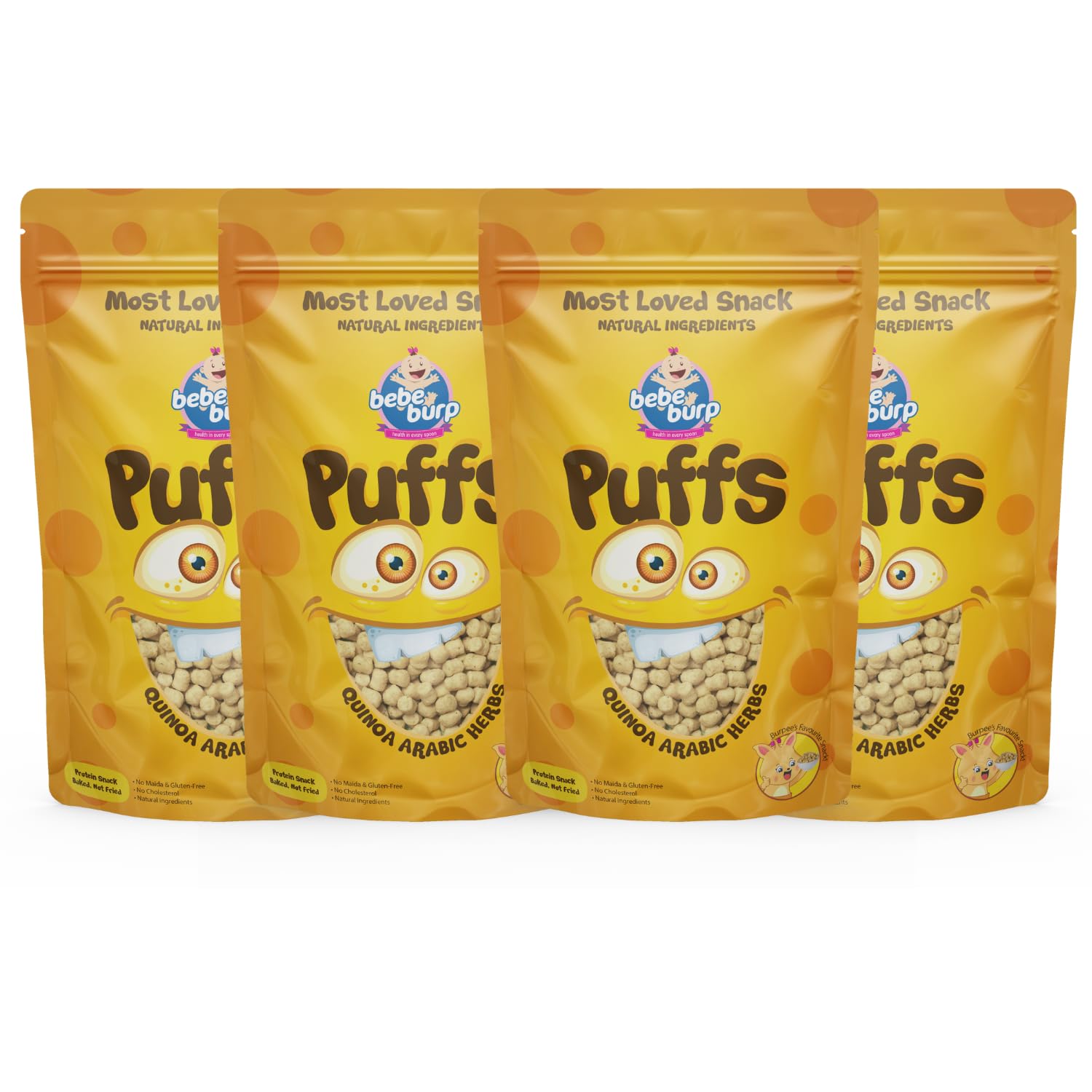 BEBE BURP Healthy Puff Snacks | Quinoa Arabic Herbs | Baked Puffs, Not Fried, Protein Snacks | No Maida & Gluten-Free | Travel-Friendly | 35gms Each (Pack of 4) (B0BM4L7CFJ) Amazon Price History, Amazon Price Tracker