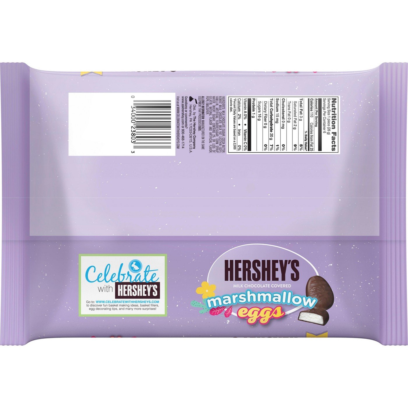 CHOCOLATE COVERED MARSHMALLOW EGGS EASTER CANDY - Milk Chocolate Covered Candies - Bulk Holiday Assortment - Individually Wrapped - Home Office Work School - 5.7 oz, 6 Eggs Per Bag - 3 Pack (Hershey)