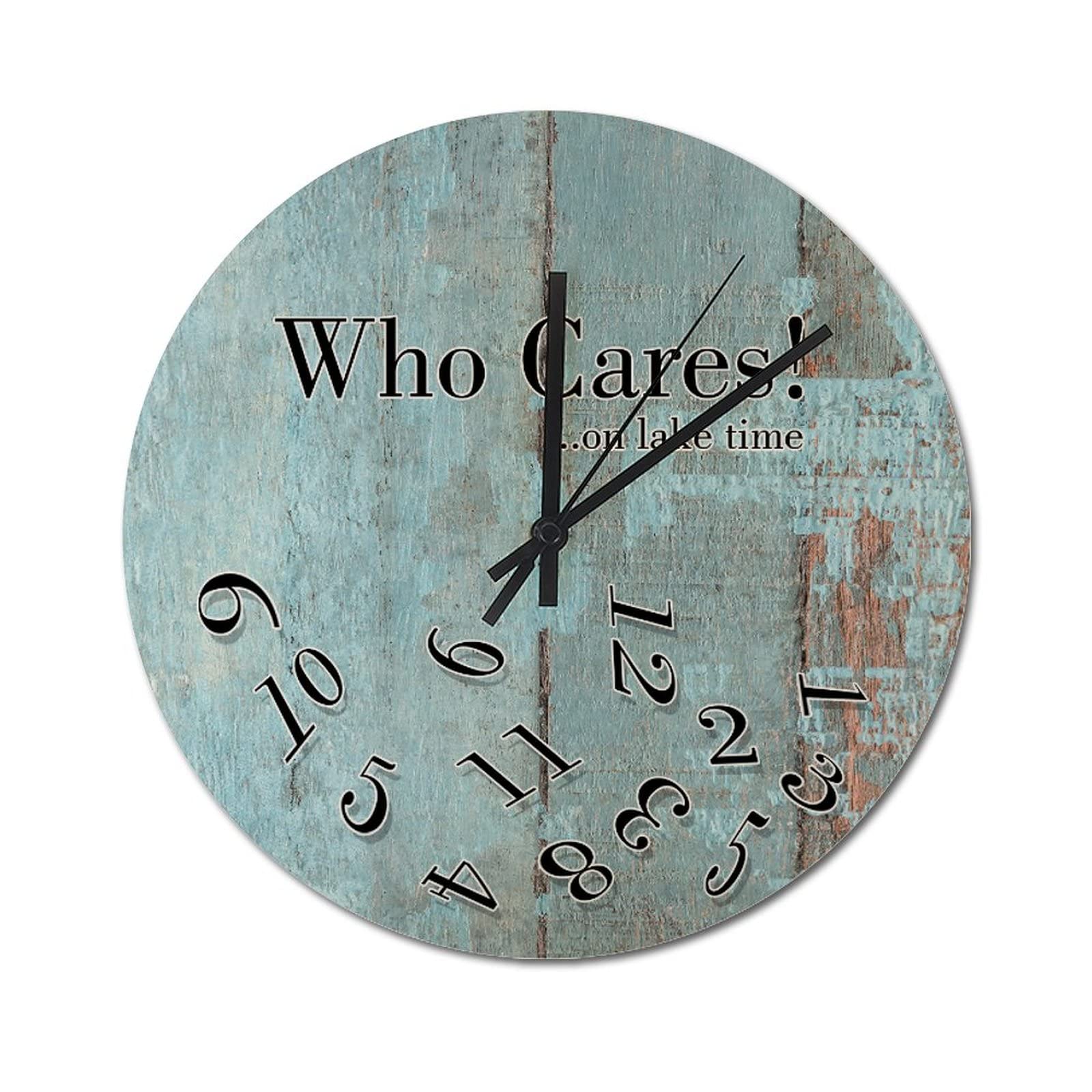 Horloge murale en bois silencieuse 38cm style rétro rustique salon