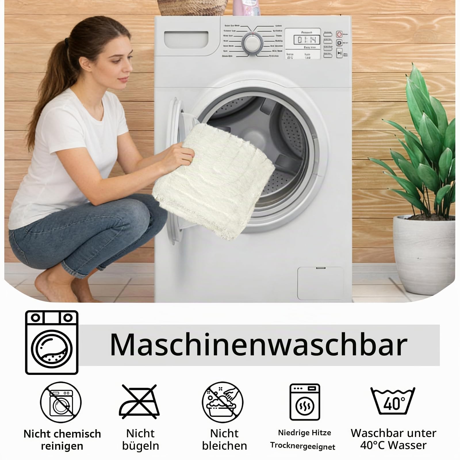 Homcomodar Badezimmerteppich Set 3 Weicher Mikrofaser Badematte rutschfest Badteppich Waschbar Badematte Wasserabsorbierend und U-Form Bad Toilette für Dusche, WC & Badewanne (White)