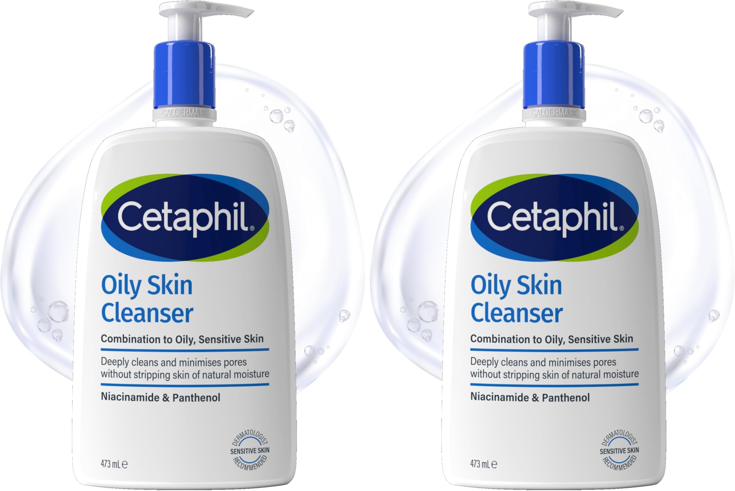 Oily Skin Cleanser, 473ml, Face Wash, For Combination to Oily Sensitive Skin, With Niacinamide (Pack of 2)