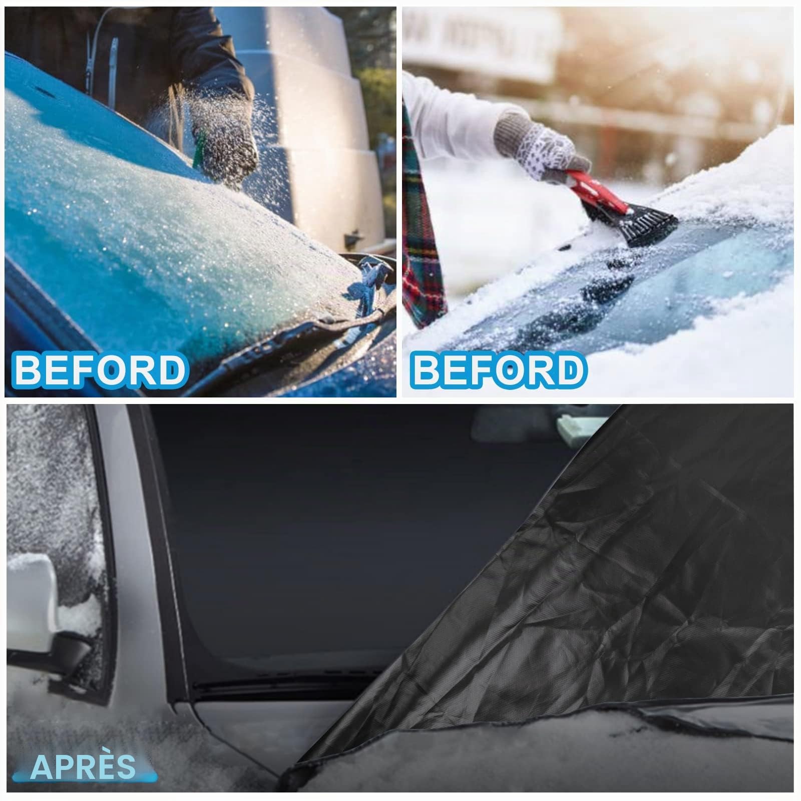 Housse de Pare-Brise Avant Pare Soleil pour R enault Trafic Tissu 600D | CICMOD Pare-Brise de Voiture Couverture Contre la Glace Anti-Neige Soleil Frost