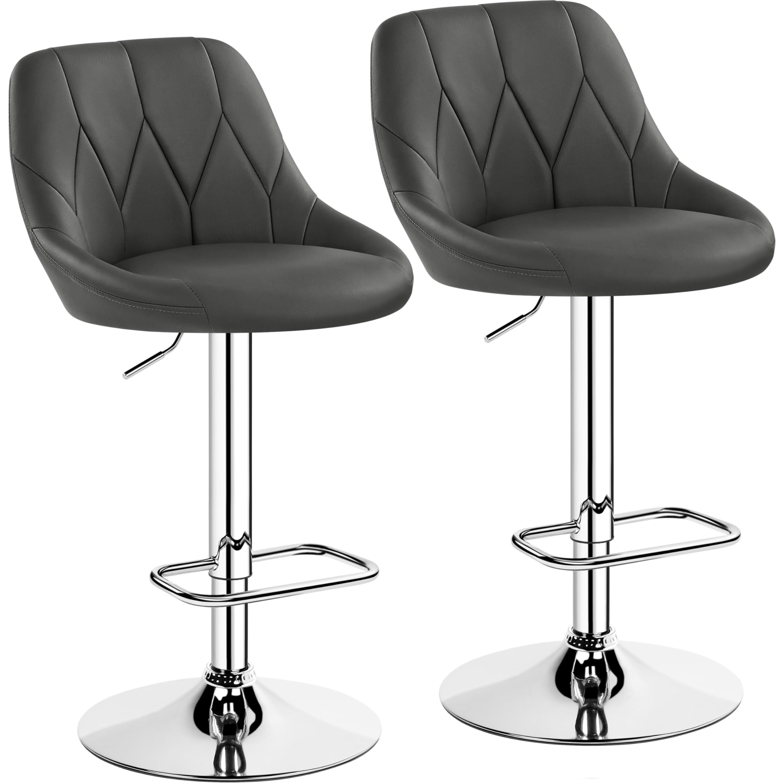 Yaheetech Set 2 Sgabelli Da Bar Con Schienale - Altezza Regolabile, Poggiapiedi, Portata 136 Kg - Foto 2