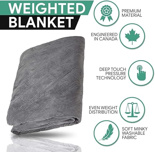 Miniatura 2 de Manta con peso clásica con funda de edredón, sueño tranquilo para adultos y niños, 15 libras, individual (60 x 80), color gris (individual clásico