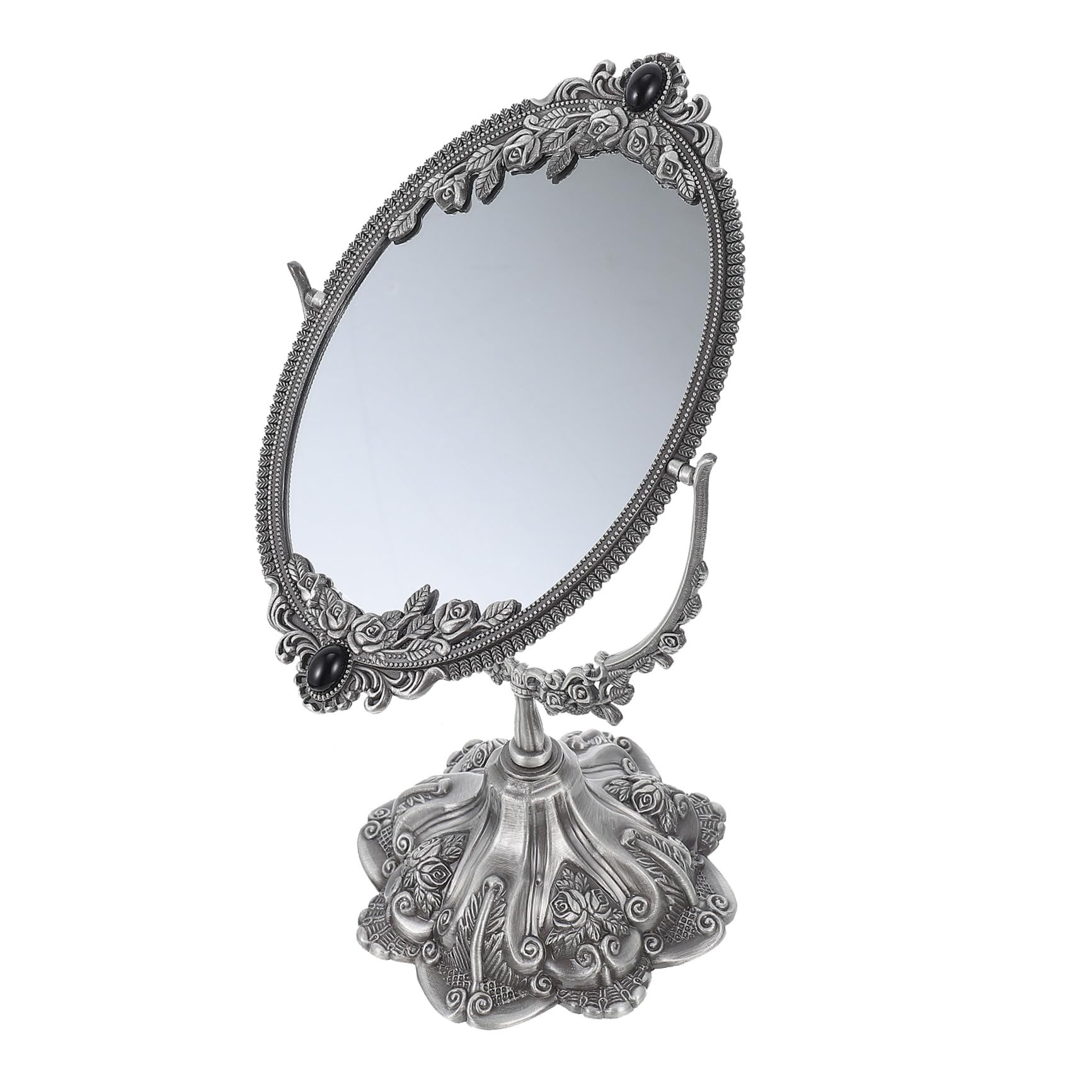 DOITOOL Espejo De Maquillaje De Doble Cara Espejo De Maquillaje Decorativo Decoraciones De Mesa Espejo Decorativo Antiguo Espejos Ovalados Princesa Decoración Boda Aleación De Zinc Tocador