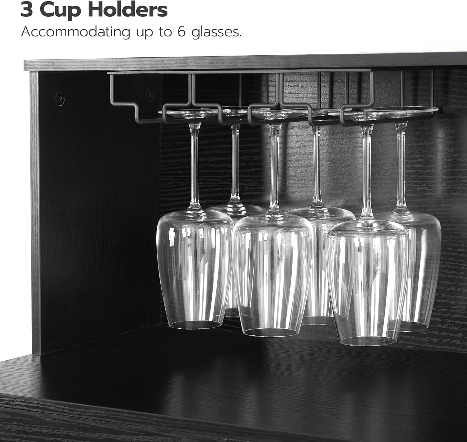 HOOBRO Wine Bar Cabinet with LED Light, Home Coffee Cabinet with Wine & Glass Rack, Freestanding Bar Cabinet with Power Outlets, Kithchen Liquor Cabinet for Living Room, Dining Room, Black BK78UDJG01