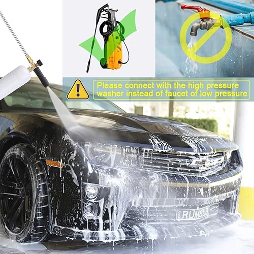 Miniatura 5 de Selkie Kit de pistola de cañón de espuma, pistola de cañón de espuma con conector rápido de 14 pulgadas con 5 puntas de boquilla de lavado a