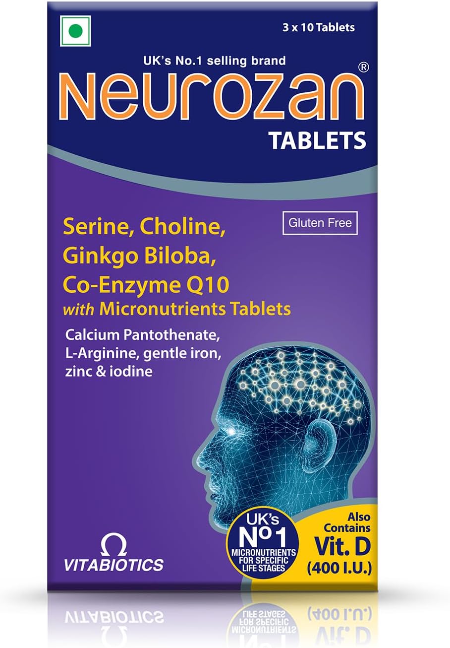 Neurozan - Enhance Cognitive Functions with Ginkgo Biloba, Serine, Choline, Magnesium - Stress Relief, Anxiety Support, and Sleep Health - Gluten-Free Multivitamin, 1 count, 30 capsules