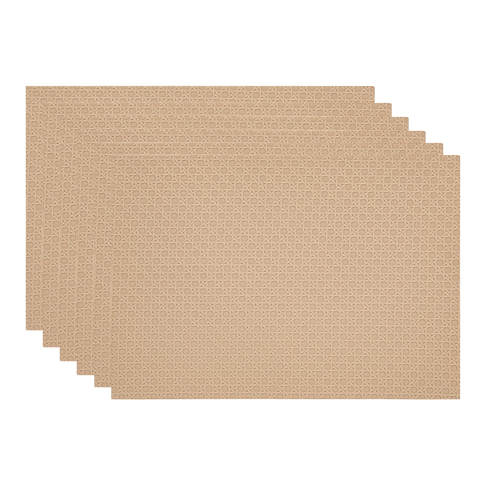 Manteles Individuales Antideslizantes Salvamanteles Individuales Antimanchas Lavables de Cuero Ipermeable Facil de Limpiar, Juego de 6, Caqui