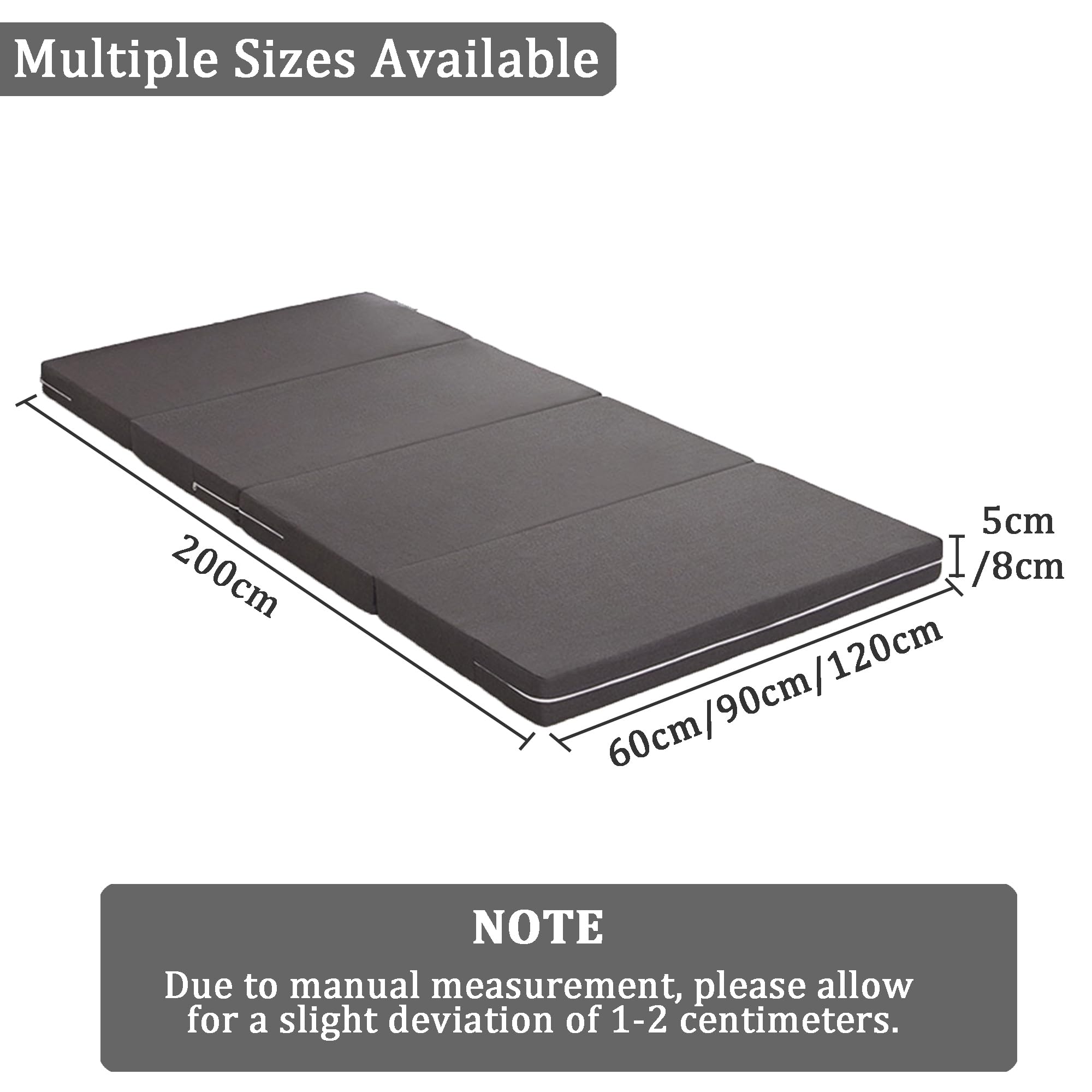 Matelas de sol pliable pour lit simple, lit de sol portable, tapis de couchage avec housse lavable, pliable en quatre, convient pour voyage, camping, lit d'invités, caravanes