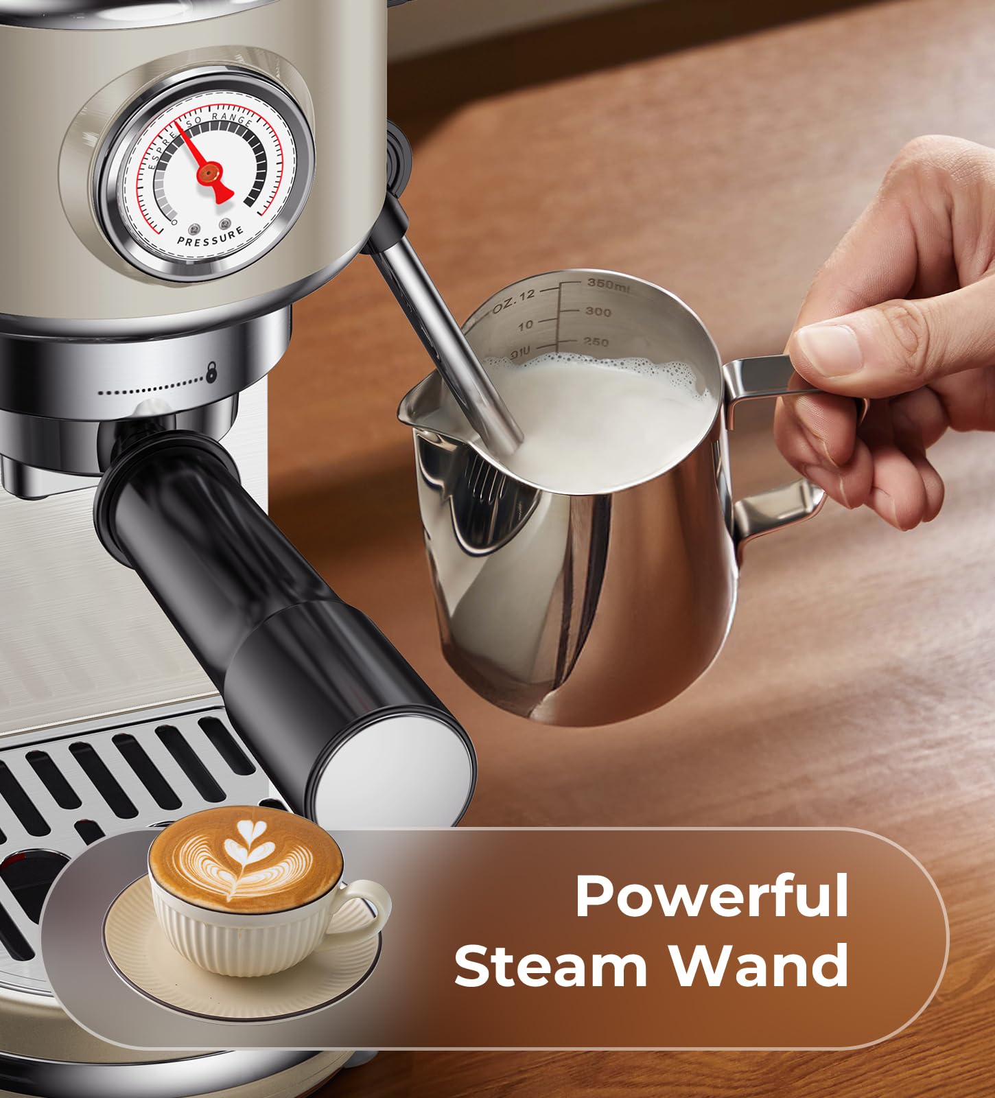 atatix Espresso Machine with Milk Frother, 20 Bar Pressure Espresso Maker view 6