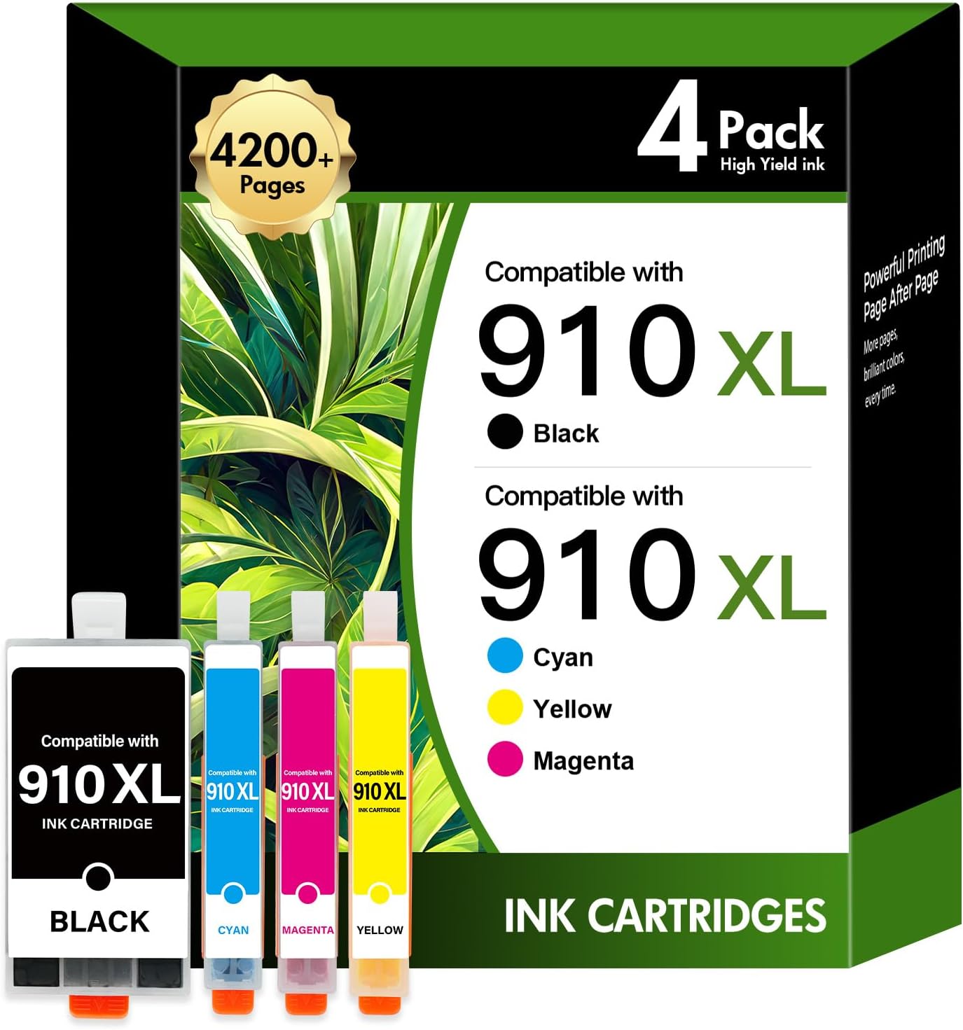 VICTONER 910XL 910 8020 Ink Cartridges Combo Pack Replacement for HP Printer 910 XL 910XL/910 Black and Color Multipack for OfficeJet Pro 8020 8015 8035 8025 8010 8018 8028 8022 8030 Printer