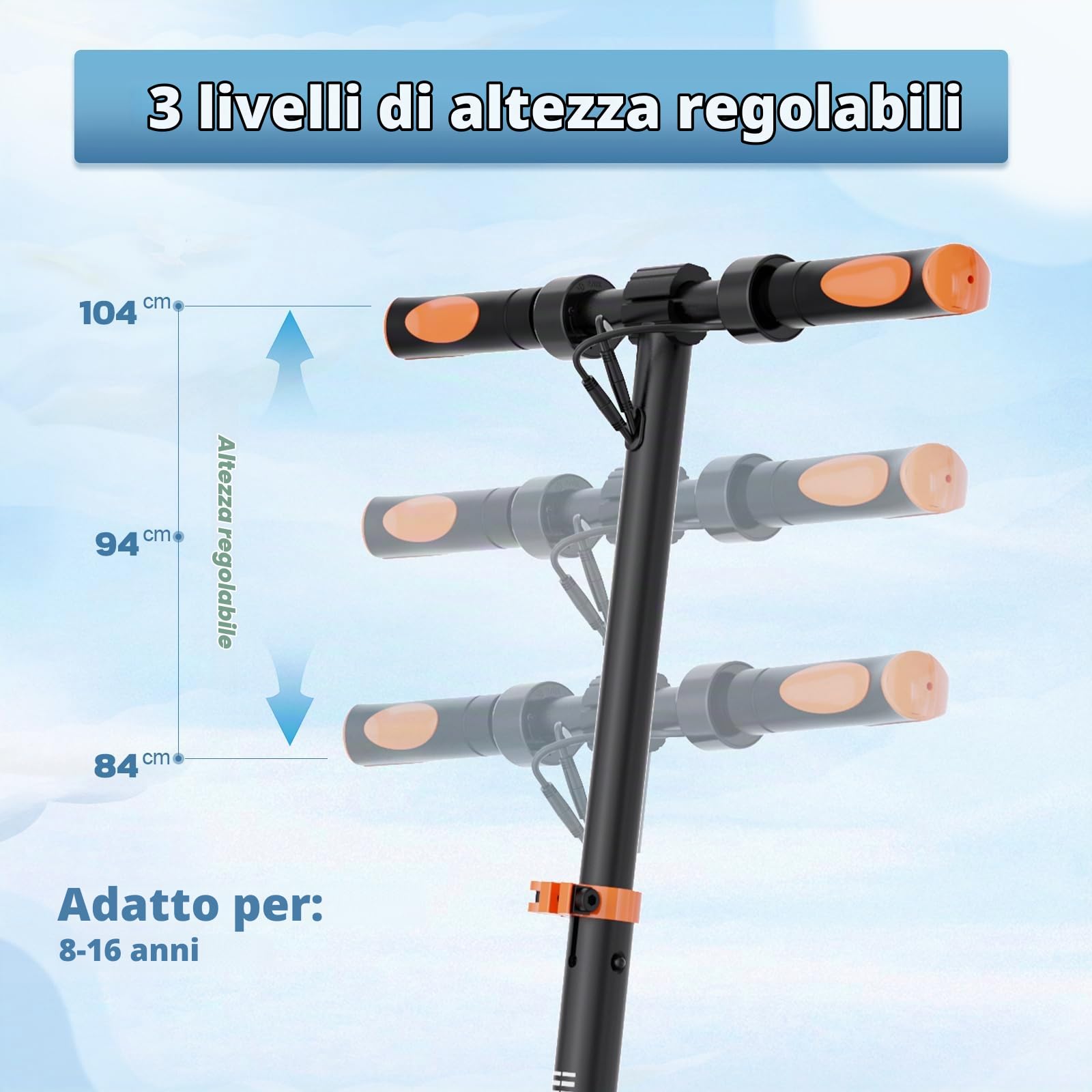 RCB Monopattino Elettrico Bambini da 8-12-16 anni, Solo 7.55KG Pieghevole Monopattino Elettrico, 250W Motor, Autonomia Max 16KM, Max 20KM/H, Regalo per Bambini ed Adolescenti