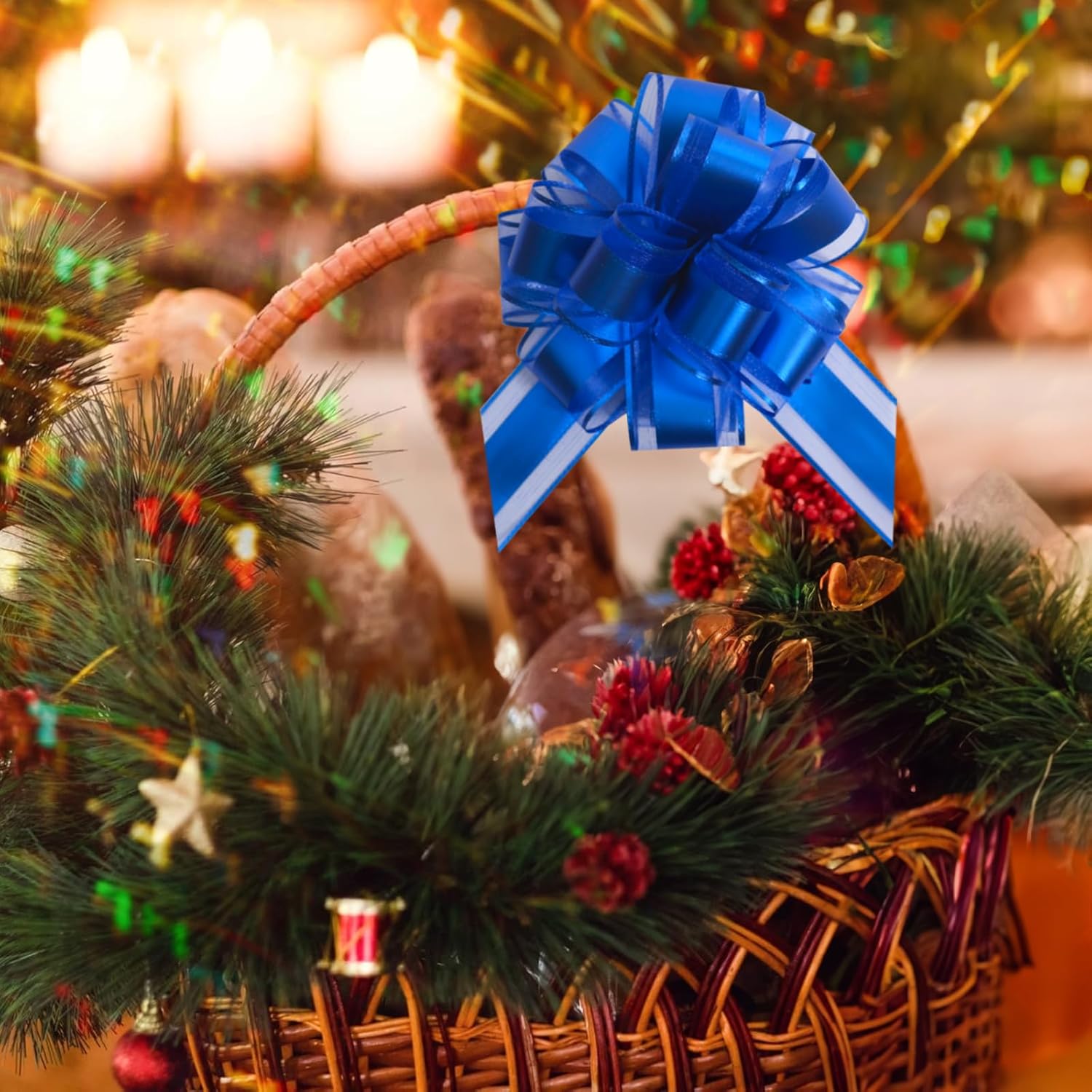 12 PCS 6 Inch Large Pull Organza Blue Bows - Christmas Bows,Christmas Bows for Gift Wrapping,Perfect for Gift Wrapping, Wedding Decor, Car Bows, Birthday Parties, Christmas and Valentine's Day - Image 5