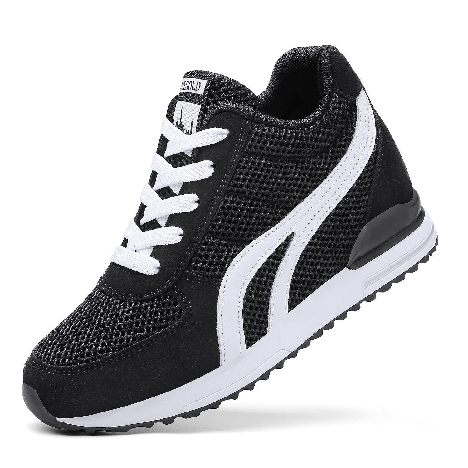 AONEGOLD Zapatillas de Cuña para Mujer Zapatillas de Deporte Zapatillas Altas Primavera/Verano Tacón Cuña 7CM