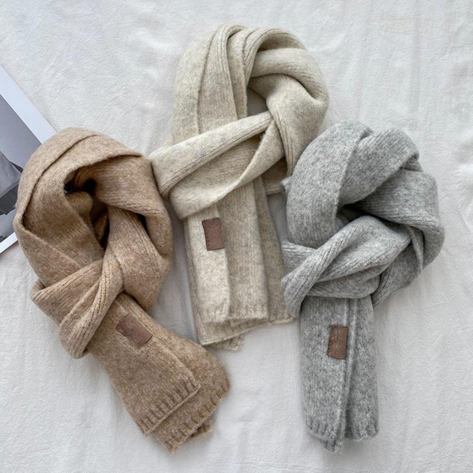Mode Solide Warme Kaschmir Schal Für Frauen Winter Design Gestrickte Halstasche Dicker Wollgarn Schal, Red