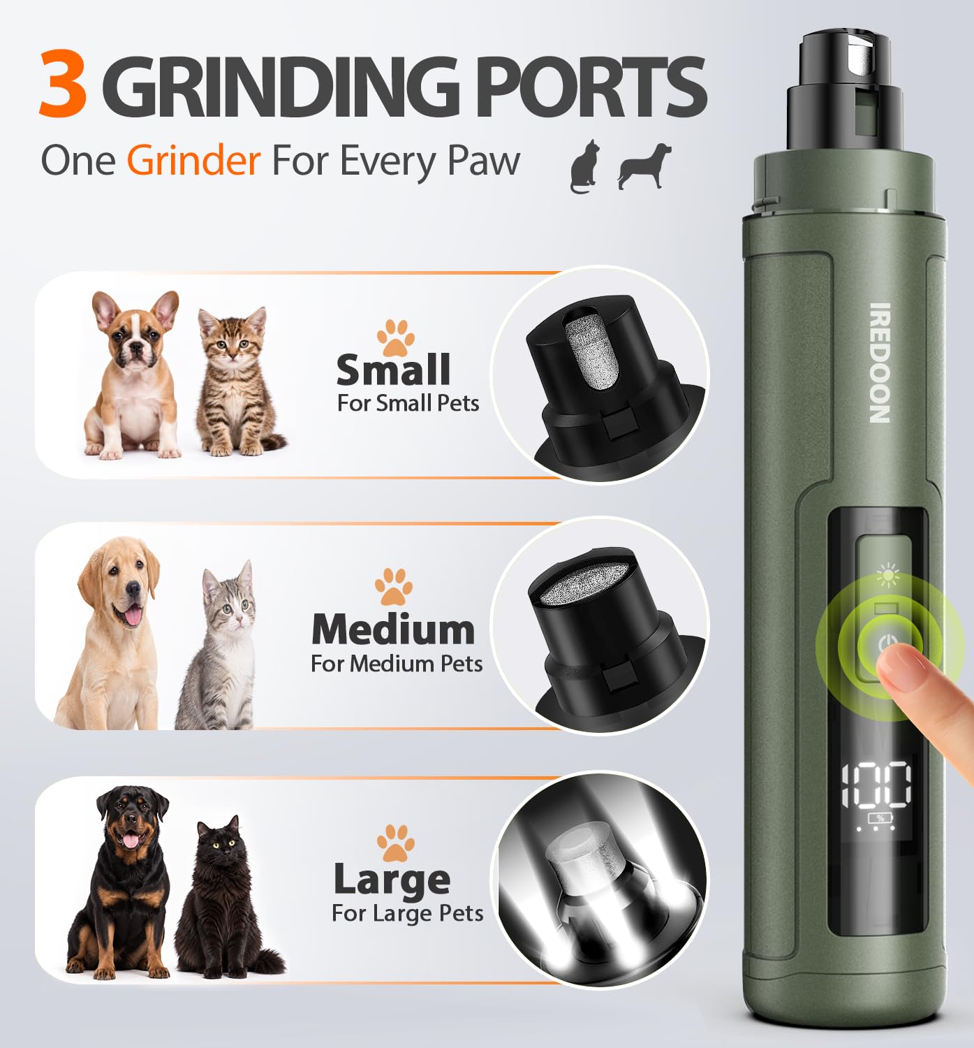 IREDOON Dog Nail Grinder - Quiet & Safe -2
